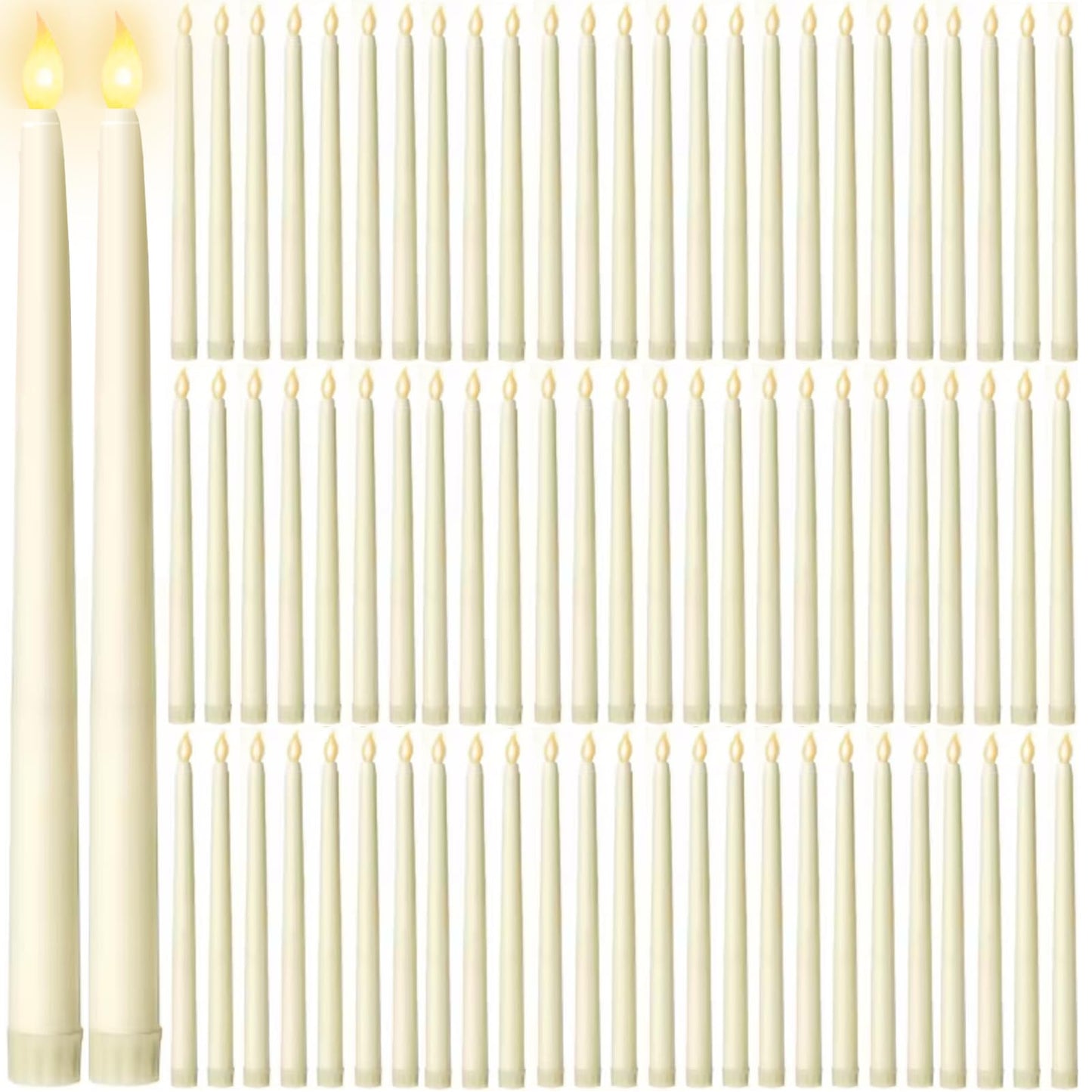 Jaoruizer 100Pcs Flameless Taper Candles Bulk,11in Battery Operated LED Taper Candles ing Electric Fake Candlesticks for Wedding Christmas Party, (Batteries Not Included)