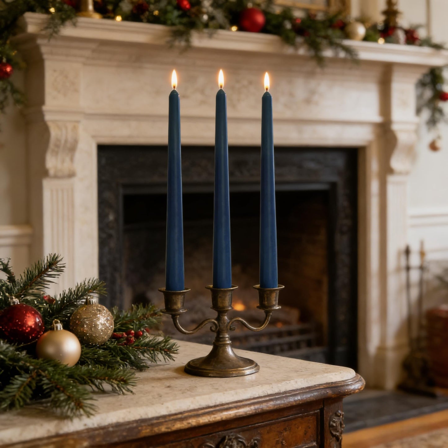 Navy Blue Taper Candles for Home Decoration, 20 Pack 10 Inch Unscented Dripless Candlesticks for Dinner Party