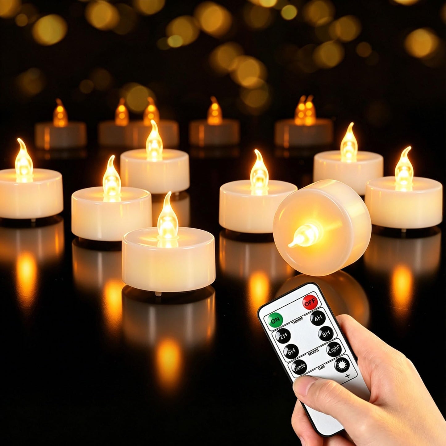 JOSU 24PCS Flameless Tea Lights Candles with Remote Timer, Led Battery Operated Electric Votive Candle for Wedding Centerpiece Table Decorations, Flickering Tealight Candles for Home Party Decor