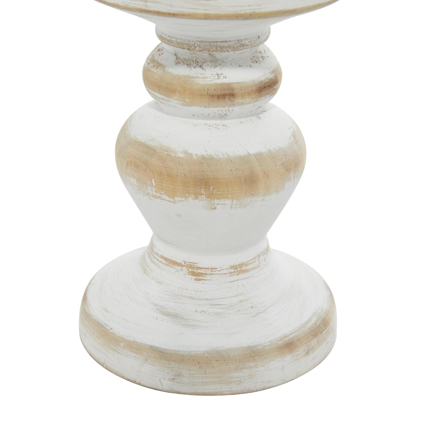 Deco 79 Wood Decorative Candle Holder Turned Style Candle Stand, Set of 3 Candlestick Holder 8", 6", 4"H, White