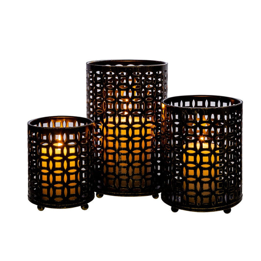 Metal Candle Holders Set of 3, Decorative Tealight Candle Holder Sets, Candlestick for Pillar Vintage Style Perfect for Tabletop Centerpieces Home Decor Wedding Parties Events