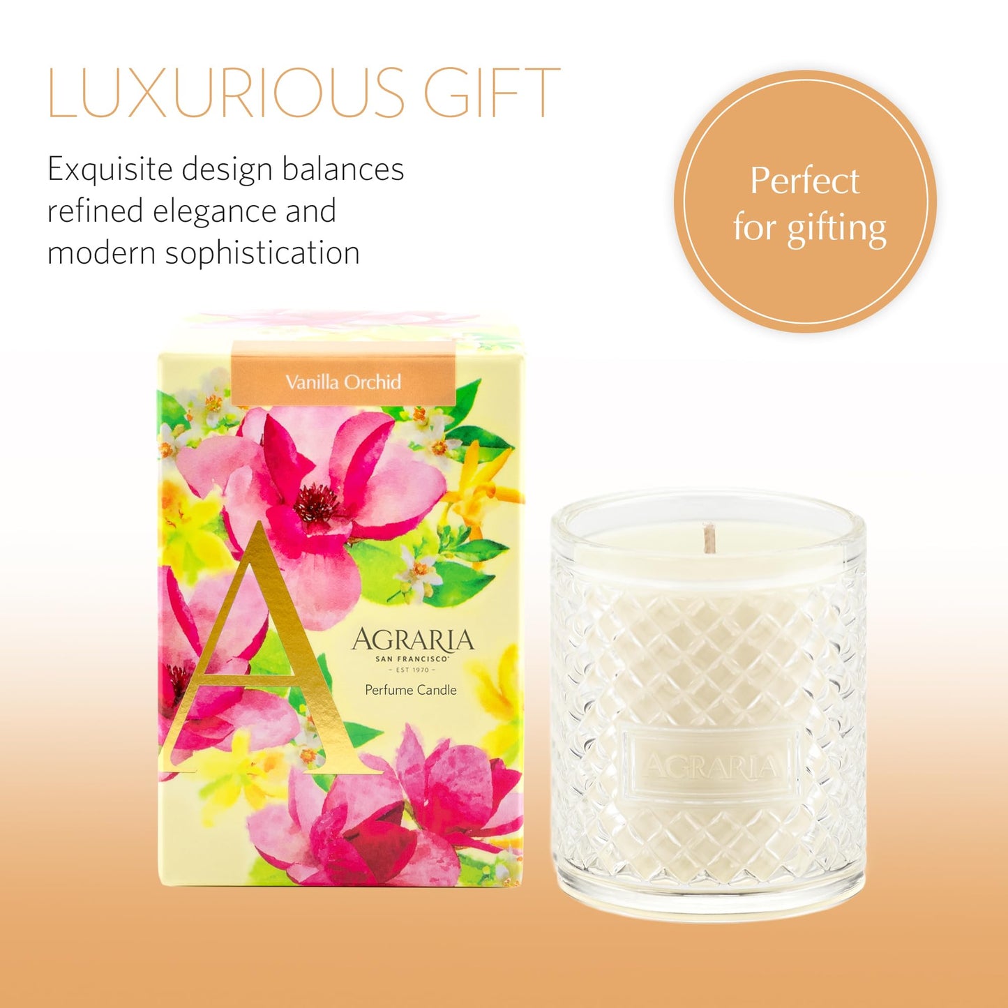 Agraria Vanilla Orchard Candle, 7 Oz, 40-50 Hours Flicker Time, Fresh Alluring Home Candle Decor, Sweet Rich Luxury Candles for Home