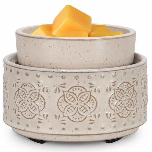 mocosa Ceramic Wax Warmer Wax Melt Warmer for Scented Wax 3-1 Electric Candle Warmer Home Fragrance Wax Burner for Mom Women(Beige-Granular)