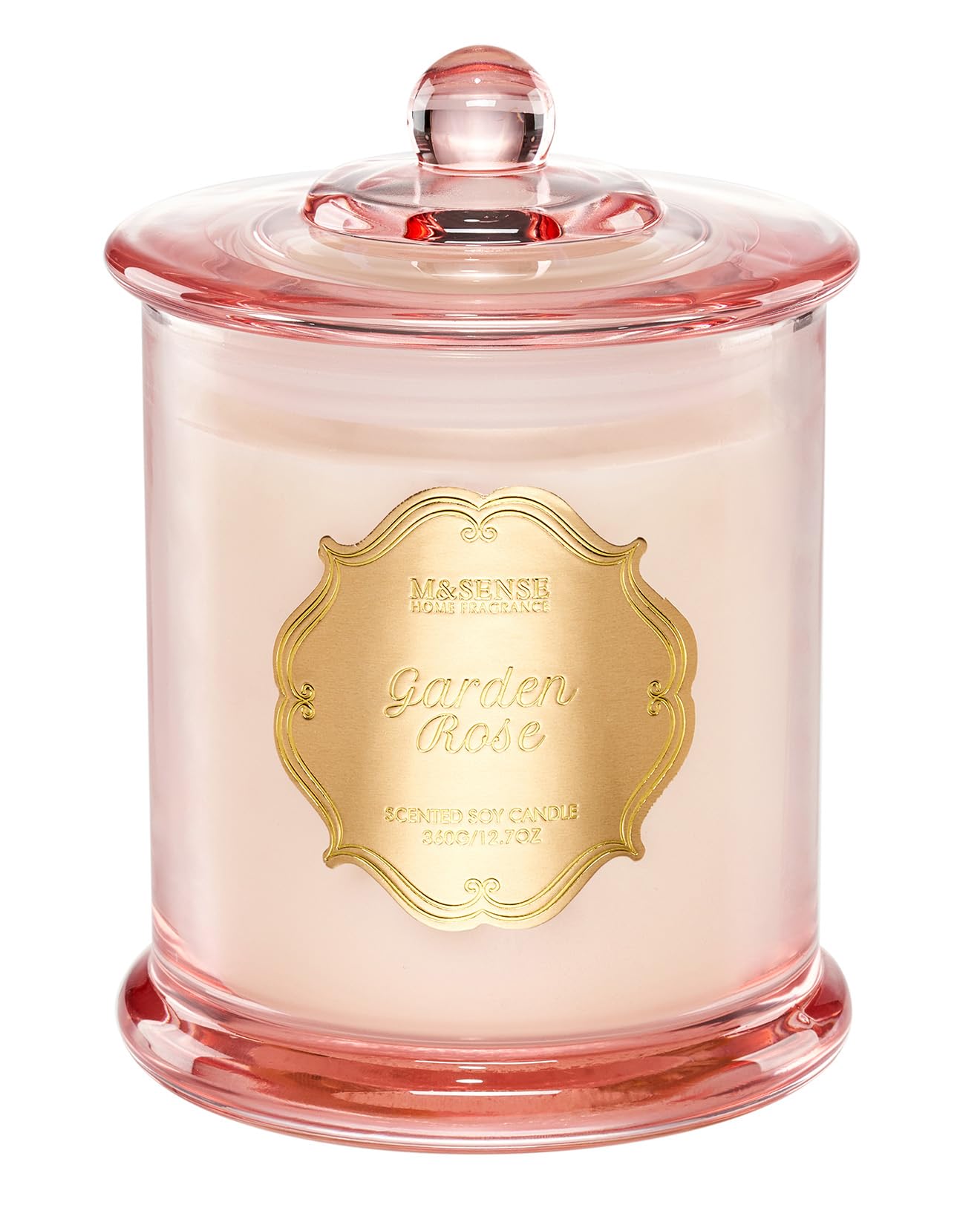 M&SENSE Garden Rose Scented Candles, Natural Soy Wax Non Toxic, Romantic Date Stress Relief Home Fragrance, 12.7oz 2 Wick 75 Hours Candles for Women