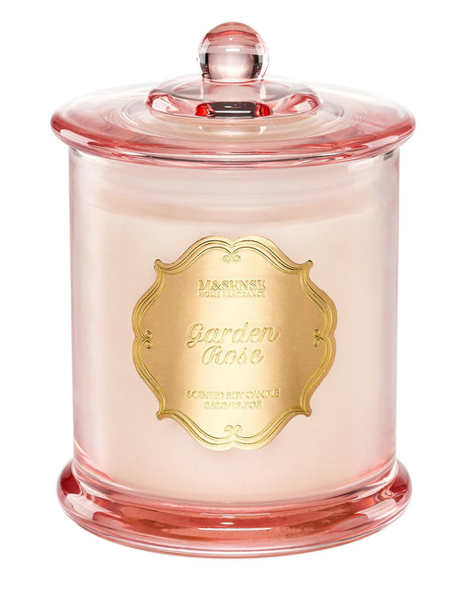 M&SENSE Garden Rose Scented Candles, Natural Soy Wax Non Toxic, Romantic Date Stress Relief Home Fragrance, 12.7oz 2 Wick 75 Hours Candles for Women