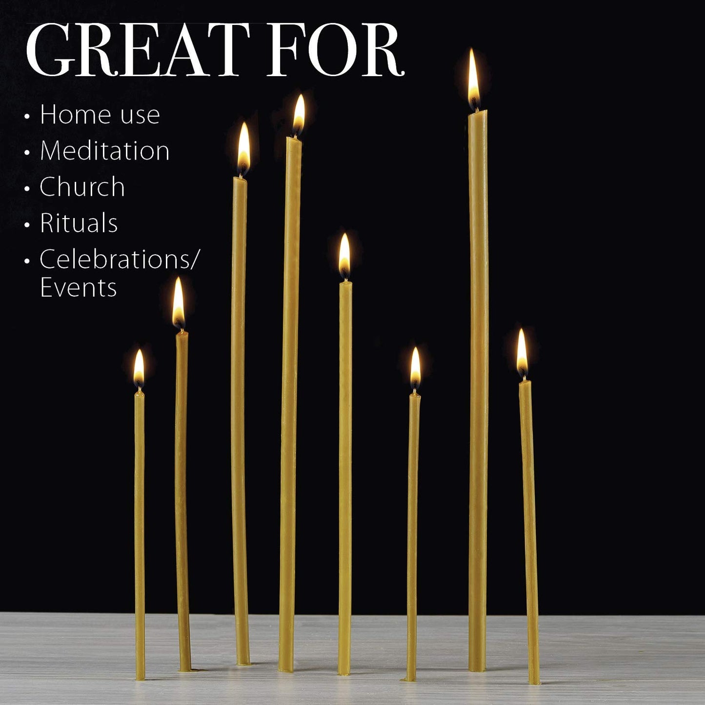 Danilovo Pure Beeswax Candles - Honey-Scented, Decorative Thin Taper Candles - Ideal for Birthday Decoration or Church Prayers - Drip Free, Tall & Smokeless Pack of 350 pcs, 6.5 x 0.22 inch