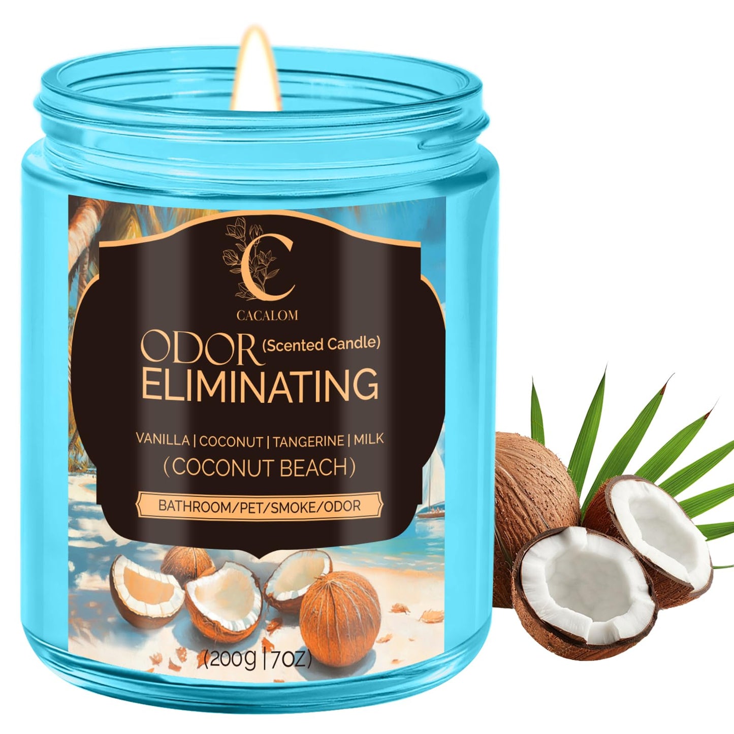 Coconut Odor Eliminating Candles, Pet Scented Candles for Home, Single Wick Soy Candle Gifts for Women, Men, Ideal for Creating Relaxing Atmosphere, Over 50 Hours of Burn Time