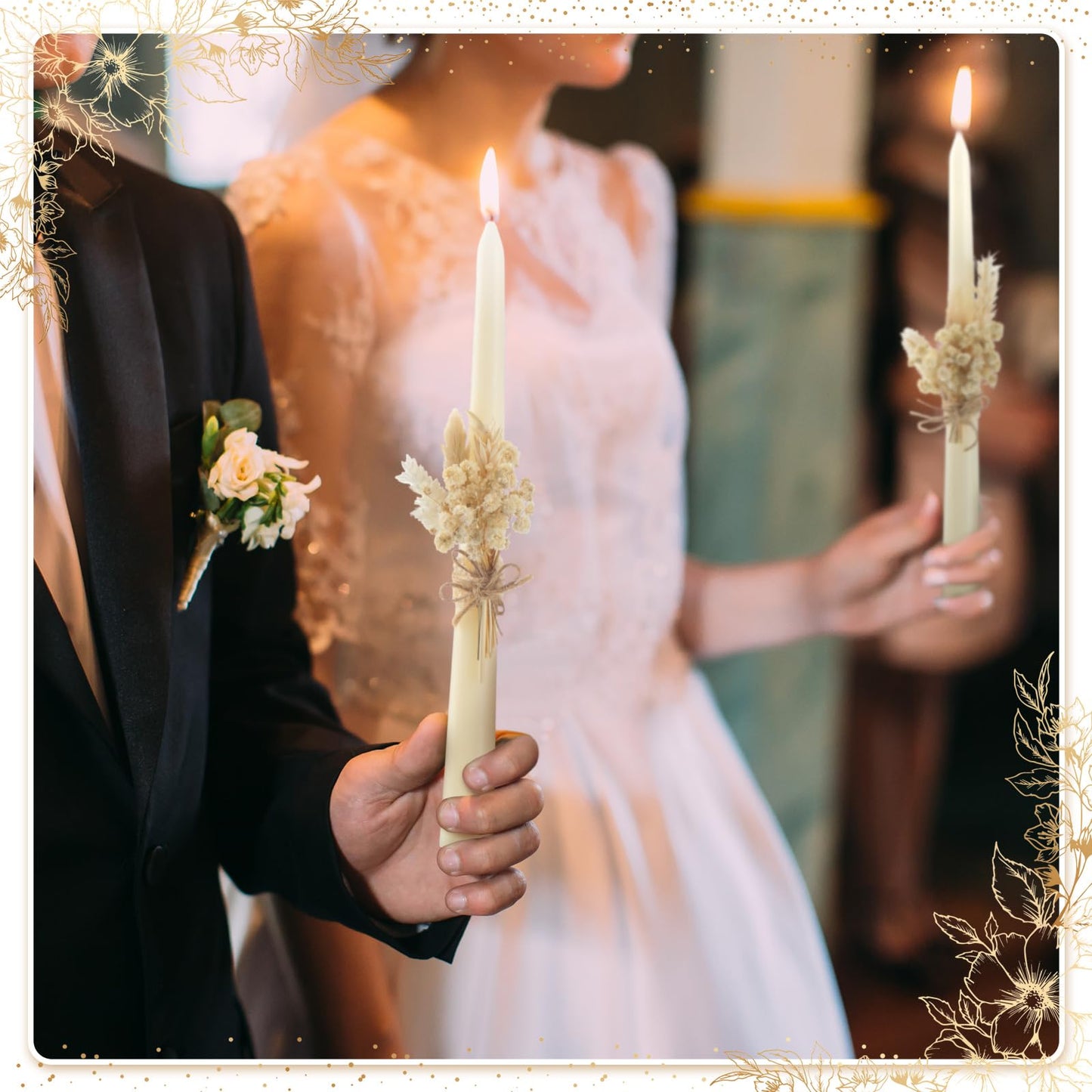 Conelist 3 Pcs Wedding Unity Candles for Wedding Ceremony Gift 6.3" Pillar and 9.8'' Taper Candles Set for Reception and Ceremony Events Decor(Rustic Style)