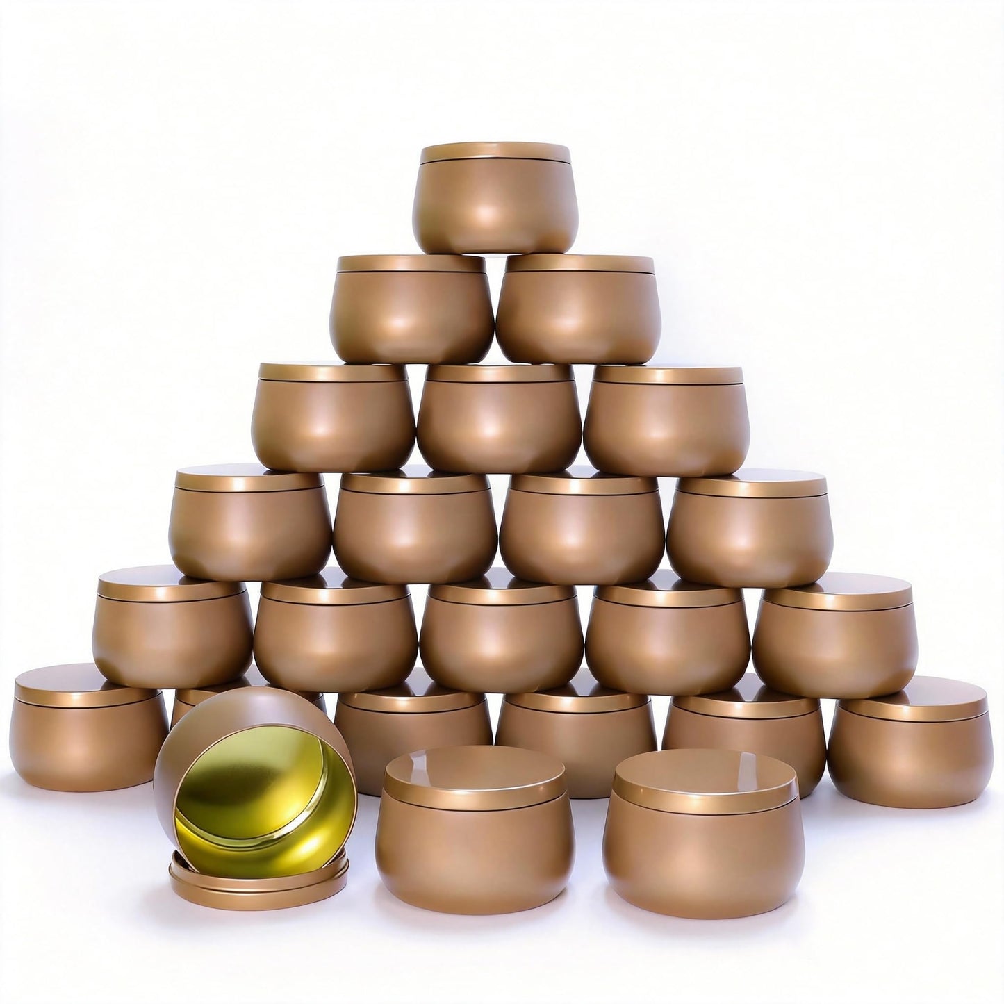 HOMAMAMOON 24 Pack 8oz Dark Glod Candle Tins for Making Candles - Bulk Metal Candle Containers with Lids. Empty Round Candle Jars for DIY & Travel. Shatterproof & Sturdy Vessels for Small Business.