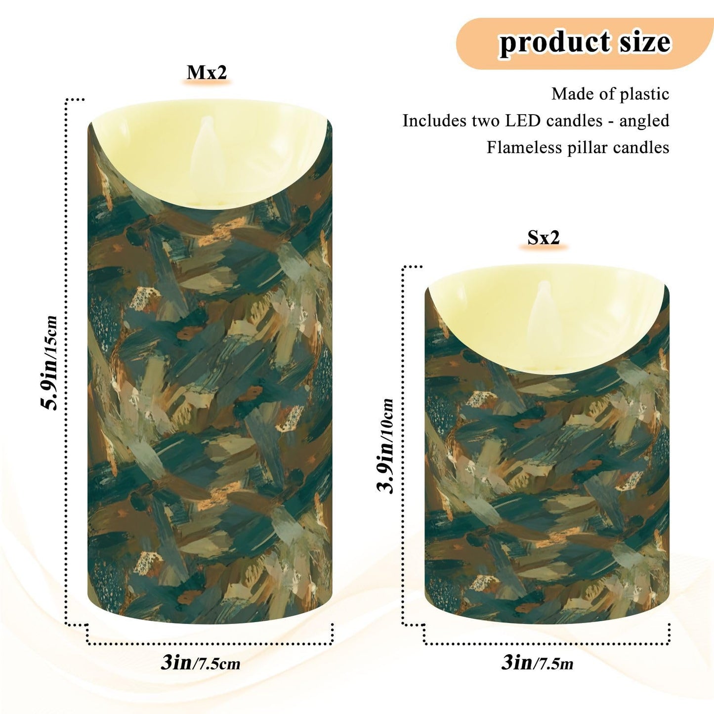 Gravopti Abstract Pattern 2 Pack Flameless LED Pillar Candles with Remote & Timer, Battery Operated, Flickering Wax Candle for Wedding, Romantic Home & Party Decor