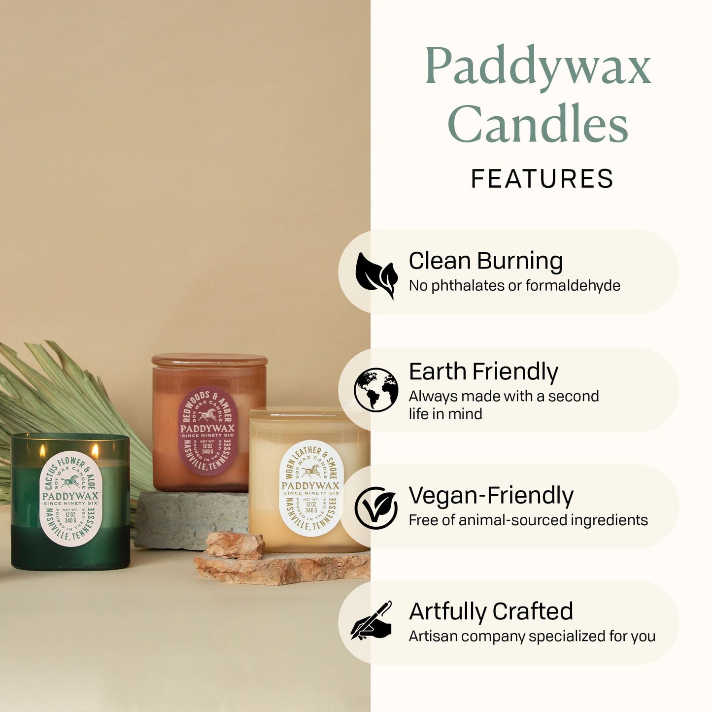 Paddywax Vista Scented Candle with Lid in Reusable Tonal Glass Jar, Clean-Burn 2-Wick Soy Candle with Approx. 84 Hour Burn Time, Decorative Gift Candles for Home, Black Fig & Olive, 12 oz