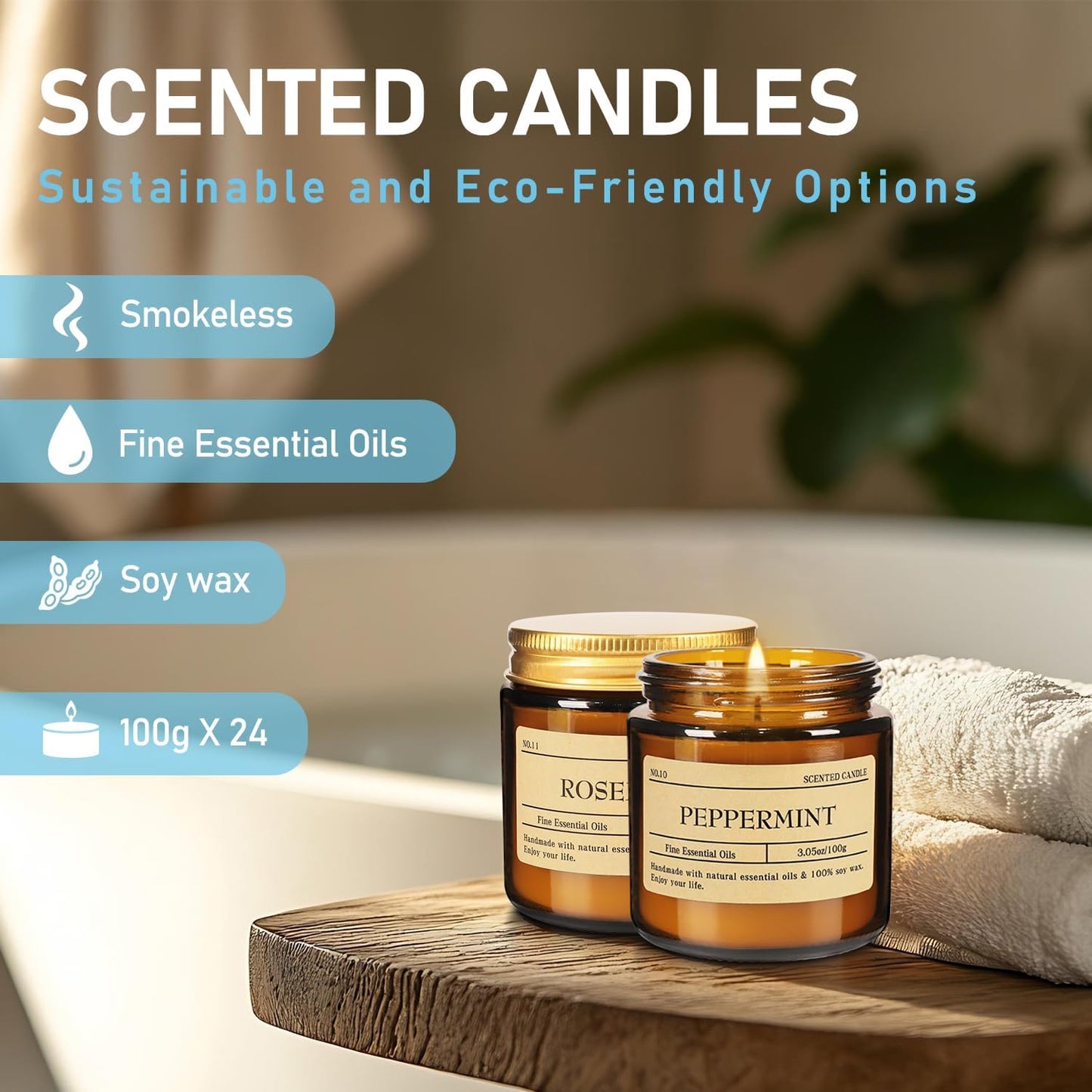 Scented Candle Set 24 Pack (3.05oz Each) - Aromatherapy Candles with Essential Oils, Smokeless Soy Wax Candles in 12 Scents, Gift for Women/Mom, Valentine/Mother's Day/Christmas/Birthday
