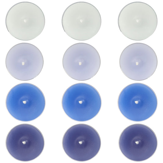 Sea Salt Scented Tea Light Candles 12 Pack Gradient Blue Hand Poured Smokeless 4 Hours Clean Burning Small Round Clear Cup Tealight Candles for Nautical Dinner Wedding Spa Yoga Meditation Cozy Evening