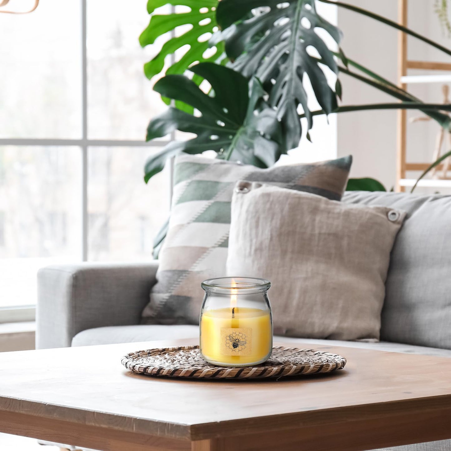 Conelist Beeswax Candle in Glass Jar, 100% Pure Beeswax Candle Organic Long Burning Yellow Bees Wax Bridesmaid Gift for Bridal Shower Bachelorette Party(8.5oz)