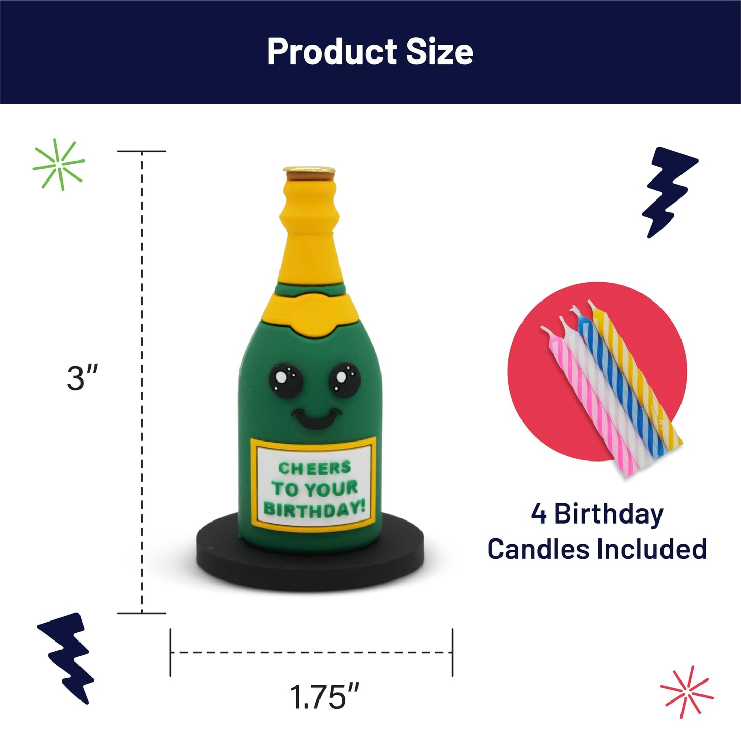 GOOFBALLS Funny Birthday Candle Holder – Humorous Party Decoration & Gag Gift – Quirky Cake Topper for Adults & Friends - Champagne