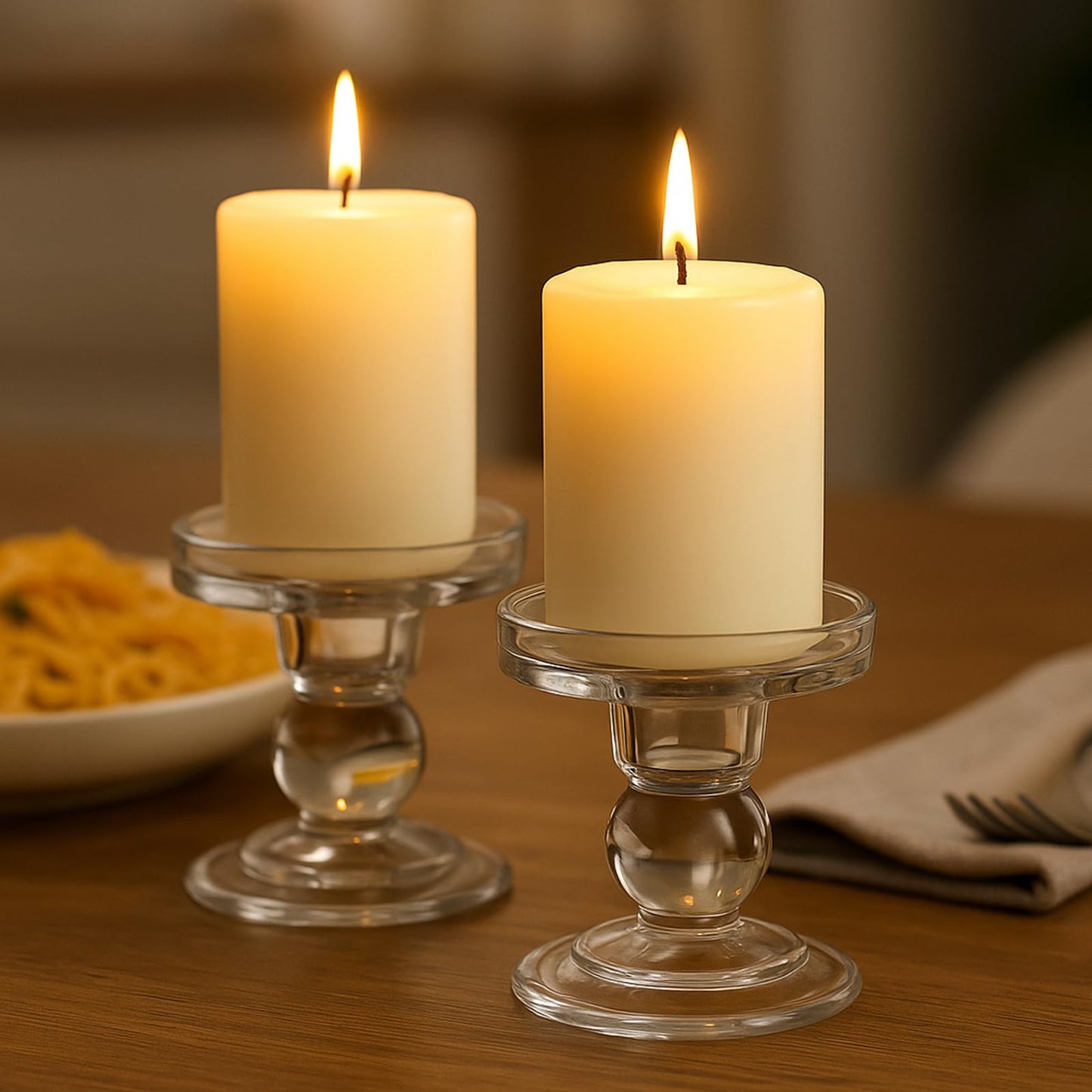 OYATON Glass Candle Holders for Pillar Candle, Unity Candle Holder Set of 3 for Wedding Ceremony Set, Candlestick Holder for Table or Home Decoration