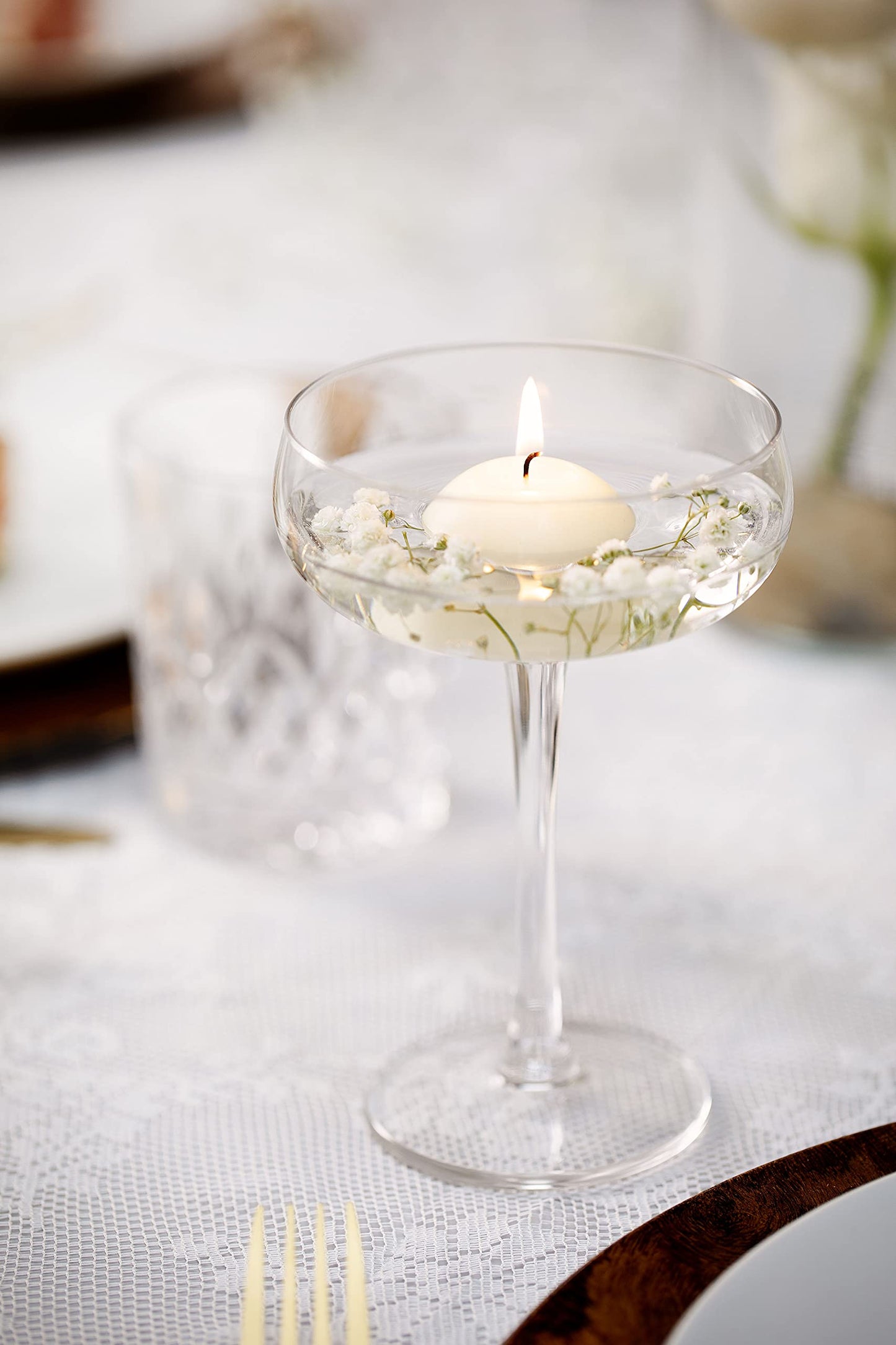BOLSIUS White Floating Candles 3 Inch - Set Of 12 Maxi Candles - 8 Hour Clean Burning - Palm Oil Free - 0% Animal Fat - Premium European Quality