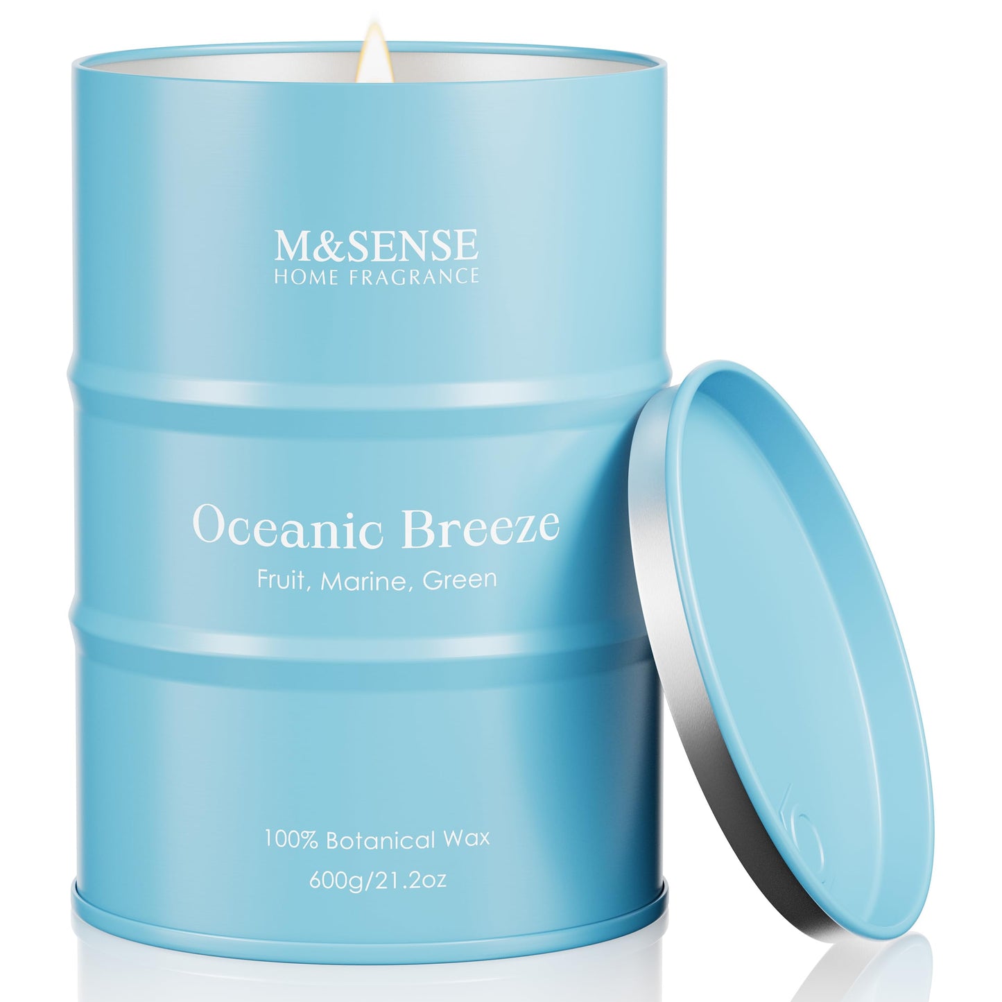 M&SENSE Oceanic Breeze Scented Candles Large Summer Candle, Beach Soy Candles 21.2oz 120 Hour Slow Burning,Aromatherapy Candle for Stress Relief Meditation Relaxing