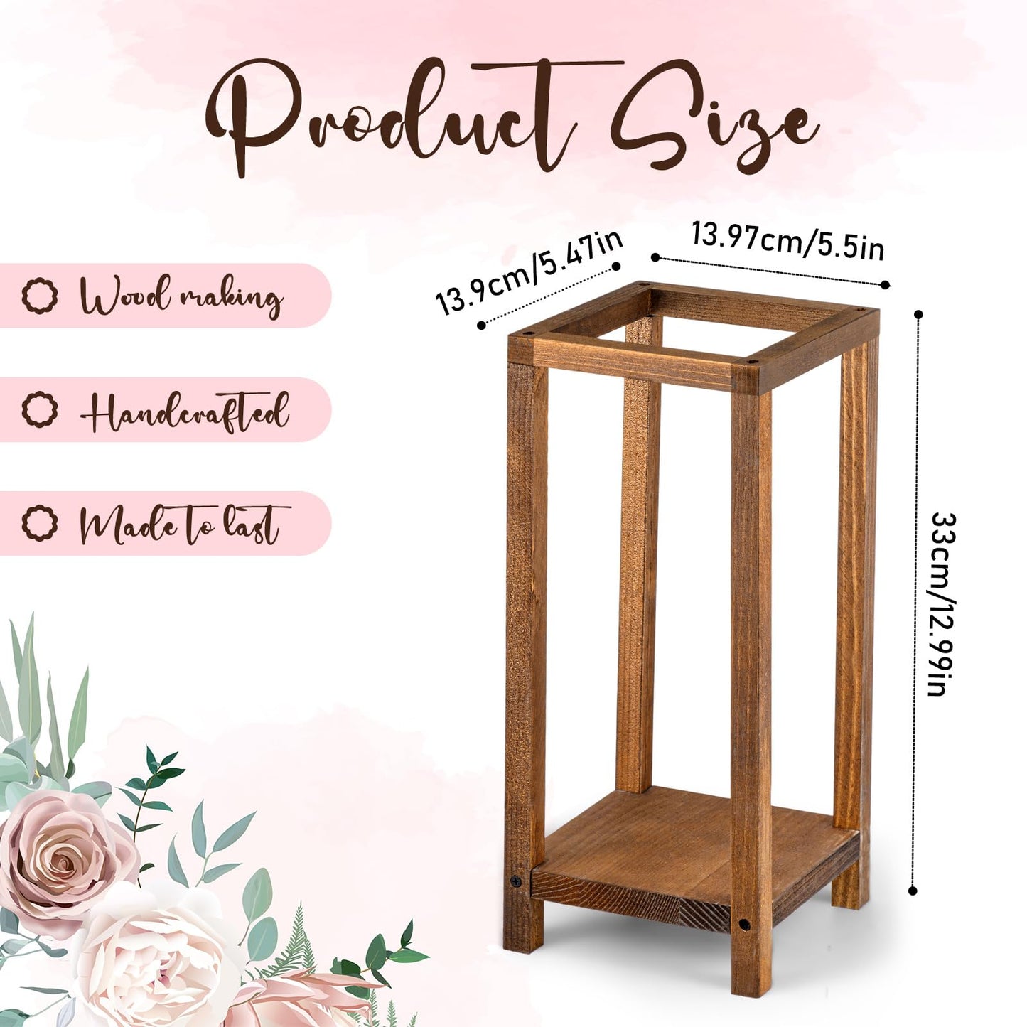 Geelin 10 Pcs Wooden Wedding Lantern Centerpiece Candle Lantern Table Wooden Candle Holder Decorative for Wedding Party Table Valentine Decor(13 in,Brown)
