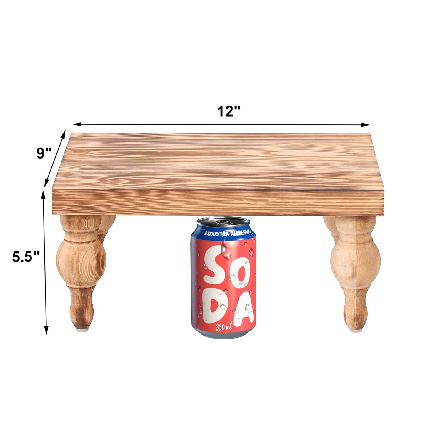 Elynice Decorative Wood Risers for Display - 12 x 9 x 5.5 Wood Pedestal Stand Table for Farmhouse Decor, Kitchen Counter Display - Wooden Kitchen Soap Tray