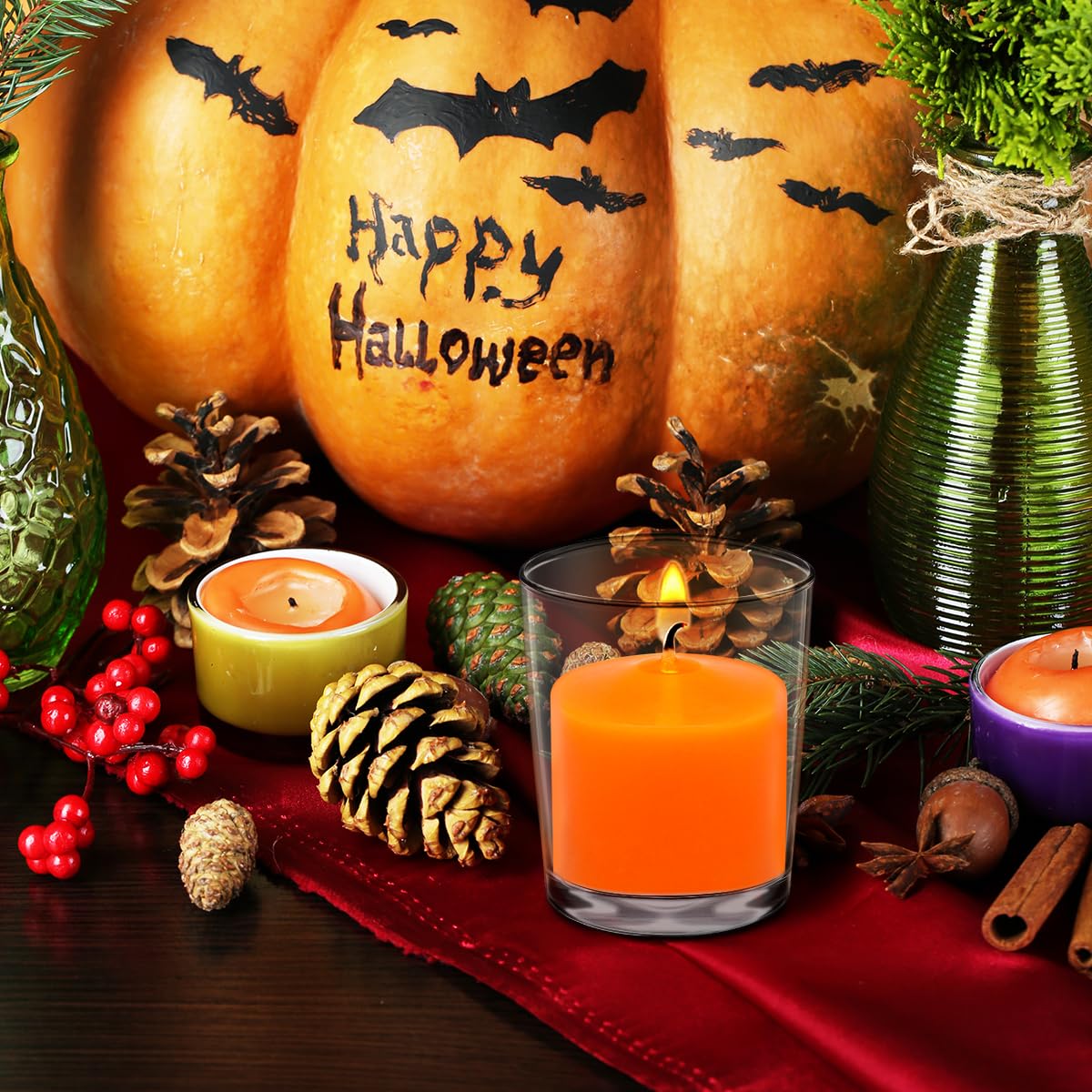 9-Pack 1.25-Inch Black Votive Candles for Halloween – Unscented Small Tealight Candle for Home Decor, Church and Special Occasions