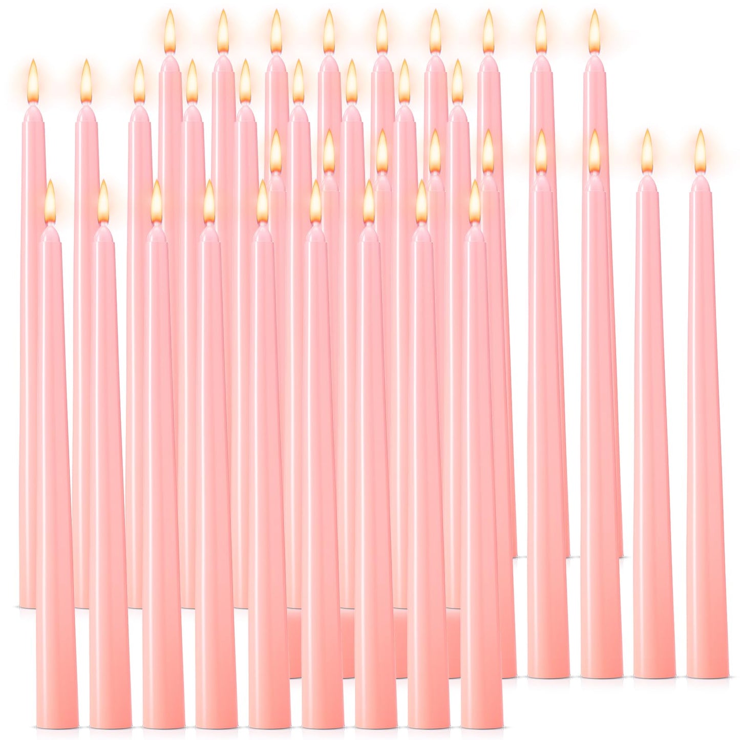 Hausware 36 Pack Taper Candles, 8 Hour Burn Time,Unscented Dripless and Smokeless, 10 inch Elegant Premium Quality Dinner Candle for Home Décor, Restaurant, Wedding, Party Candlesticks (Pink)