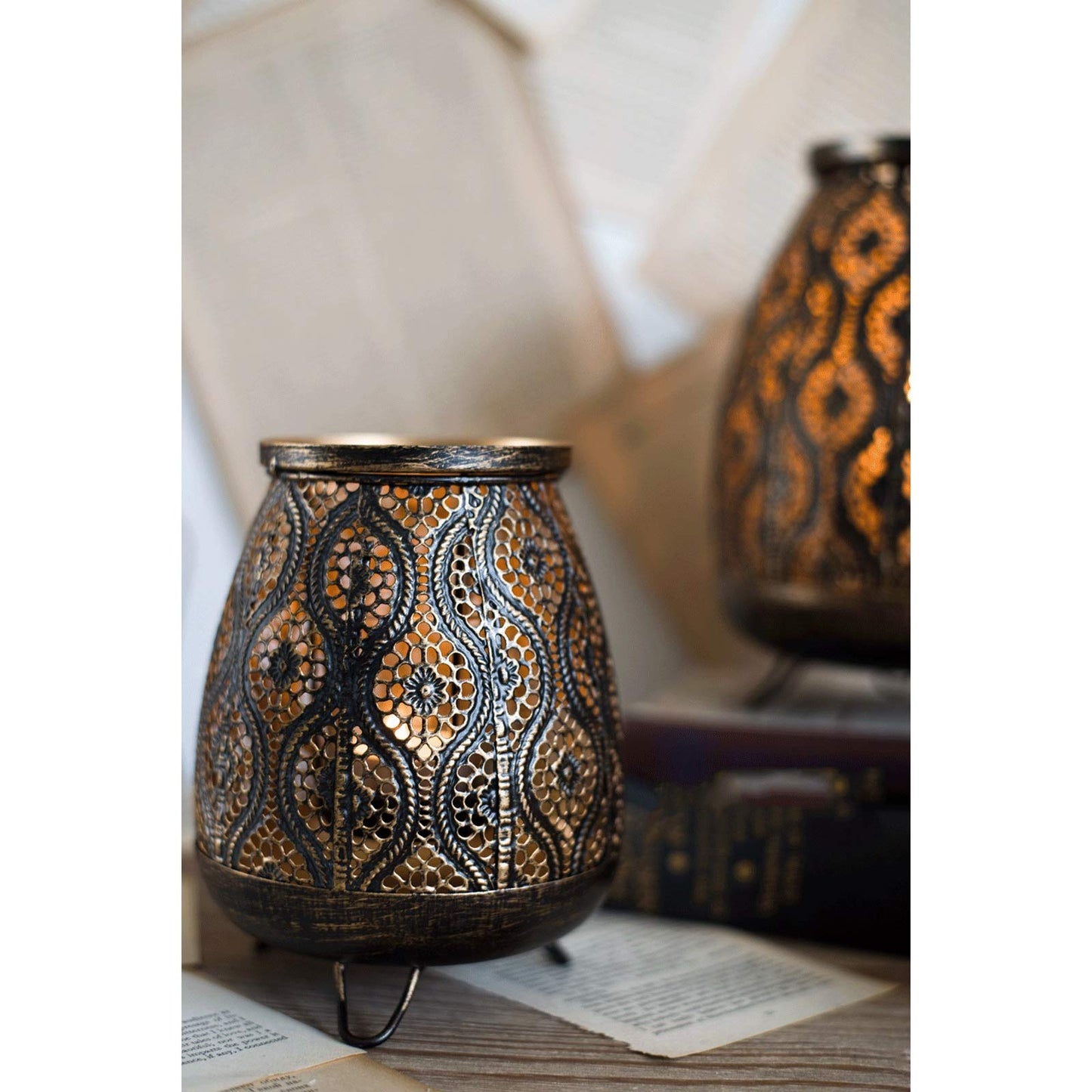 XILIN-1987 Candle Holderss Retro Wrought Iron Candle Holder Hollow Carved Candlestick Centerpieces for Wedding, Home Decor, Ceremony and Anniversary Decorative Candlestick (Size : Small)