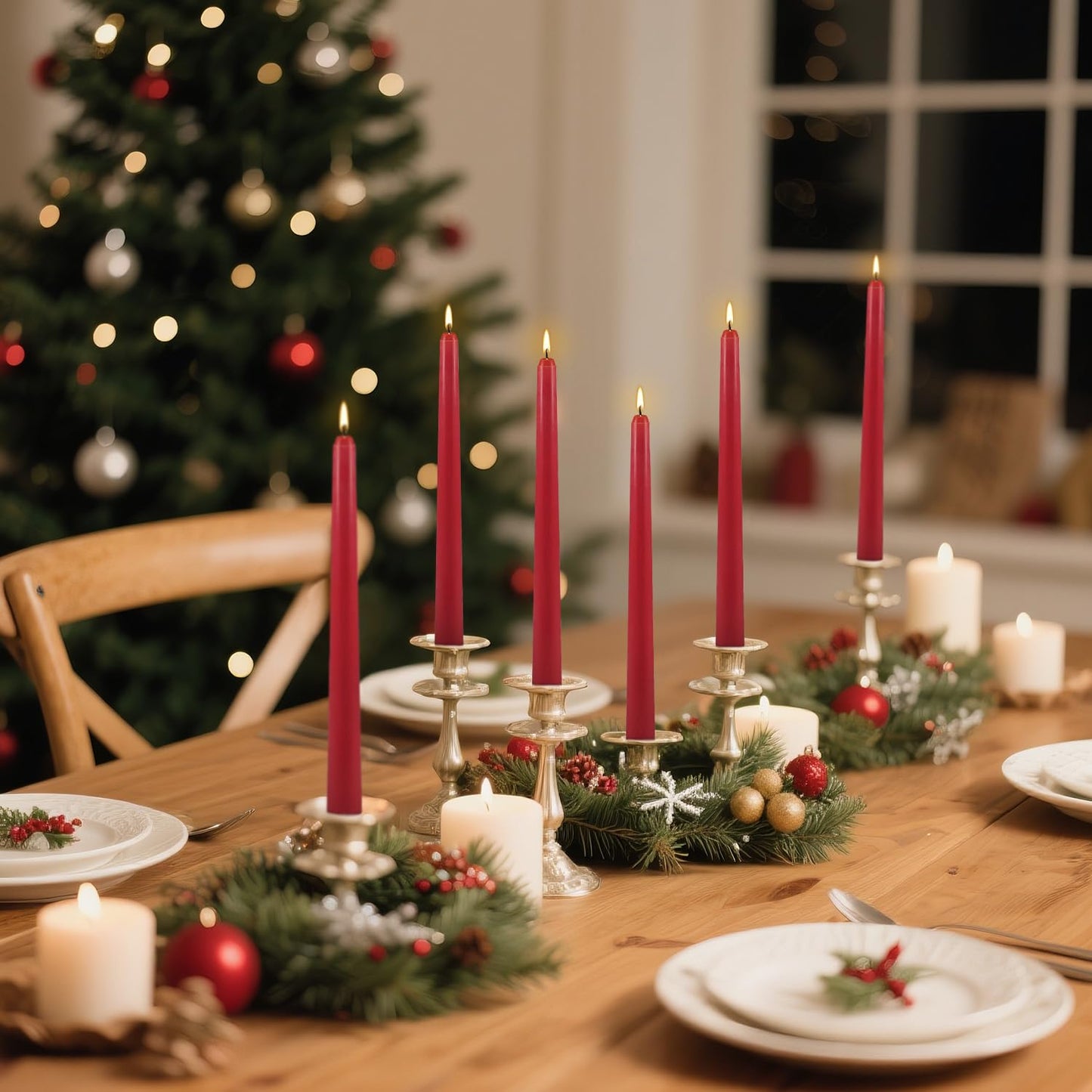 24Pack Red Taper Candles-10 Inch Dripless, Unscented Dinner Candle- Smokeless and Dripless, Long Burning time, Paraffin Wax with Cotton Wicks for Home Décor,Christmas, Wedding, Party,Candlesticks
