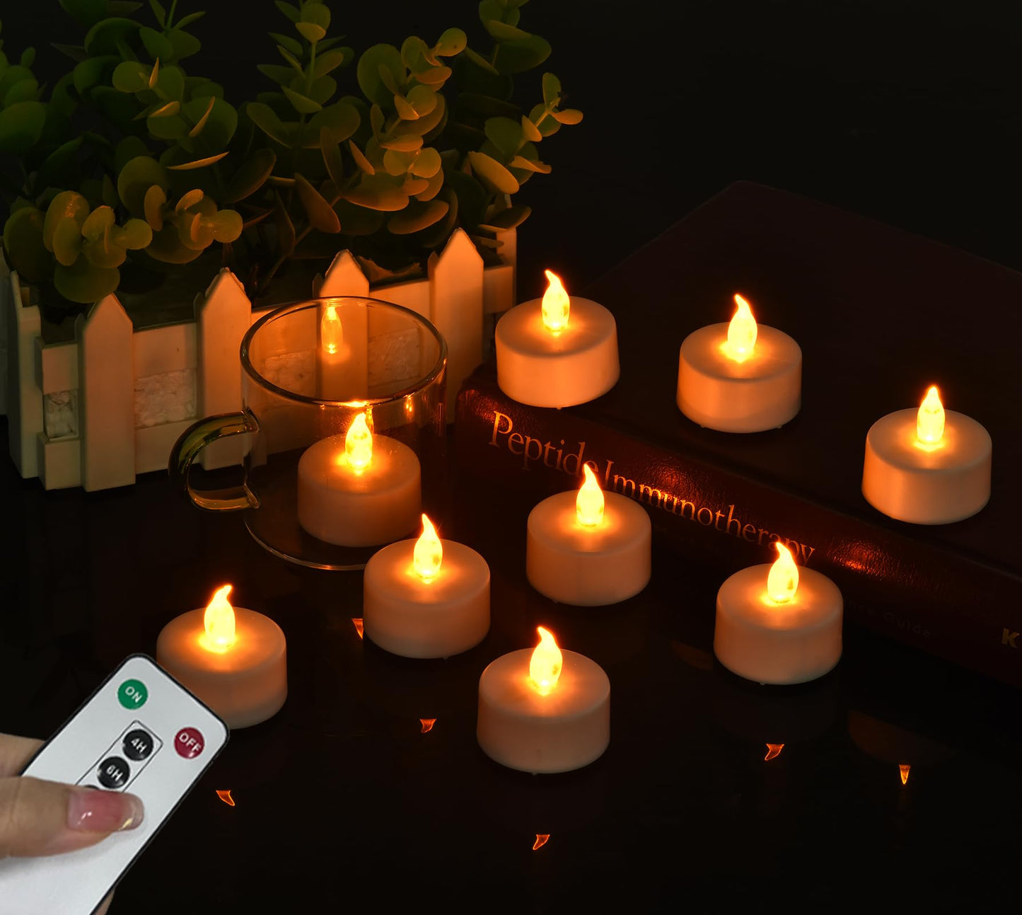 24Pack LED Tea Light Remote Control Battery Operated Flameless Candles Realistic and Bright Flickering Long Lasting 400 Hours Electric Candles for Christmas Home Party Wedding Decor (Warmyellow)