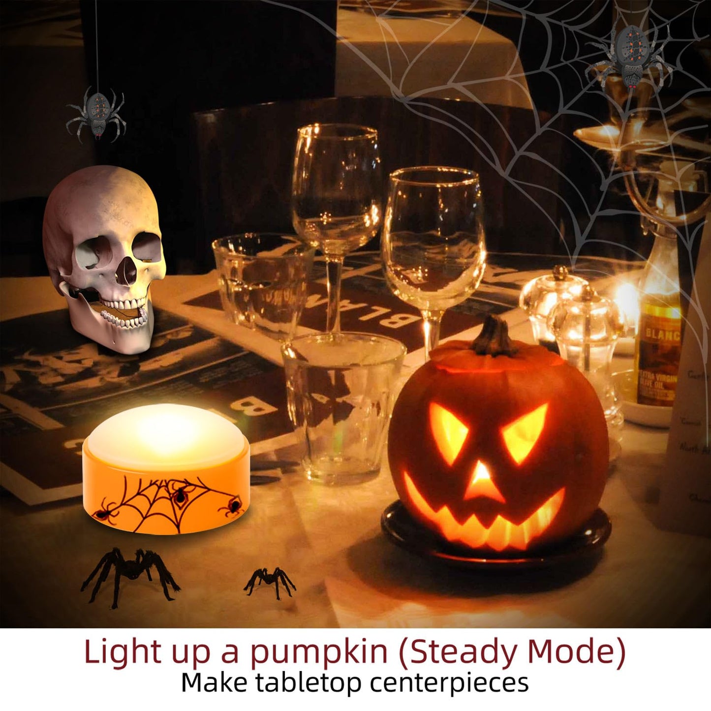 CANDLE IDEA 2 PCS Halloween LED Pumpkin Lights with Timer and Remote, Battery Operated Jack-O-Lantern Orange Light for Halloween Decor, Flameless Candles for Pumpkin Decoration