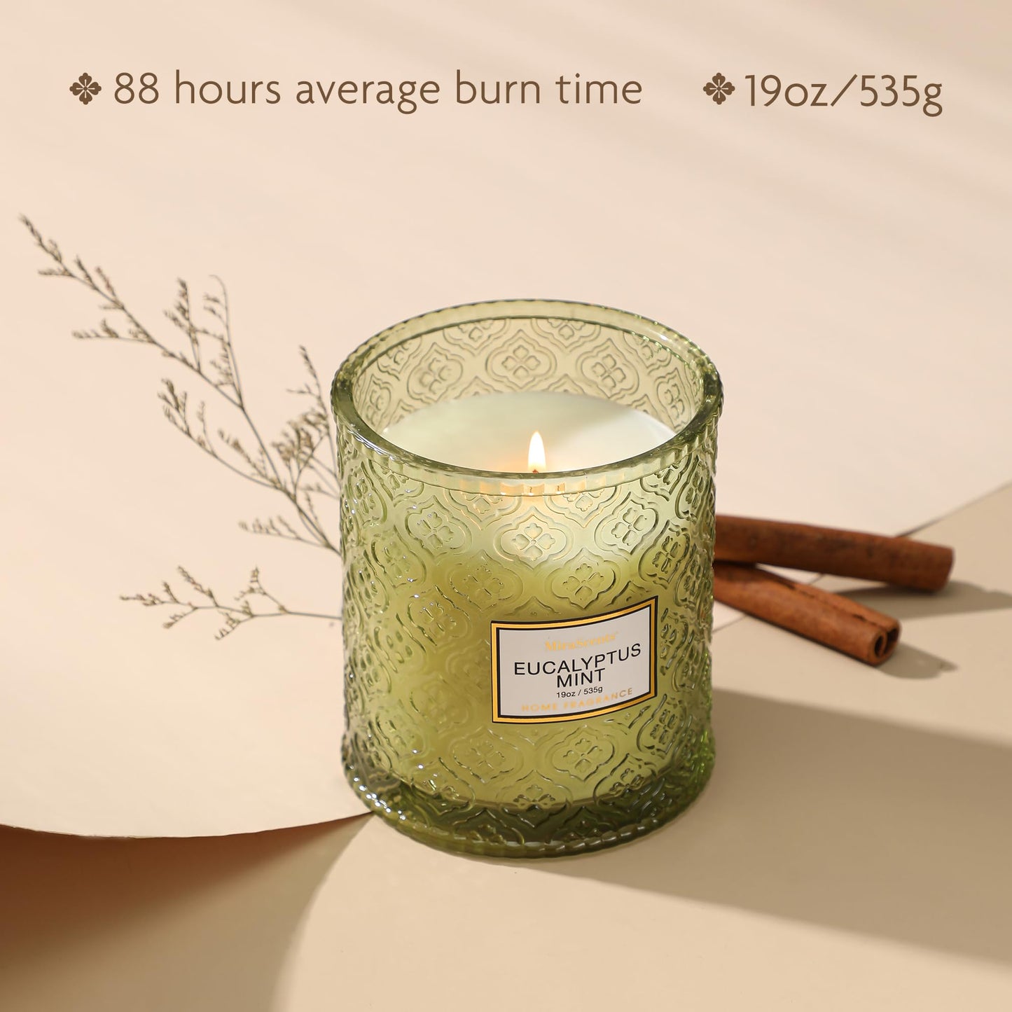 Eucalyptus Mint Scented Candles, Large Natural Soy Candle, 88 Hours Burning Time,Christmas Winter Decorative Candles in Glass, Aromatherapy Candle Gift for Women, 19oz