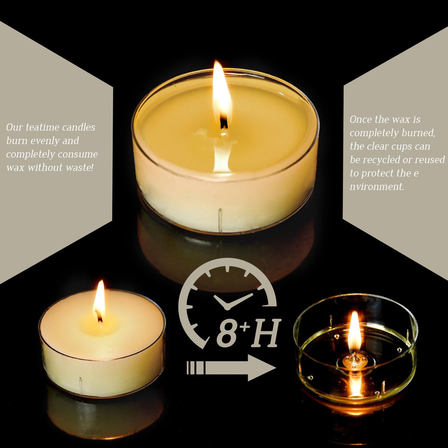 Vanilla Scented Tealight Candles 6Pcs, Natural Soy Tea Lights Candle - 8 Hour Long Burning with Essential Oil for Home Decor, Dinner, Weddings, Party