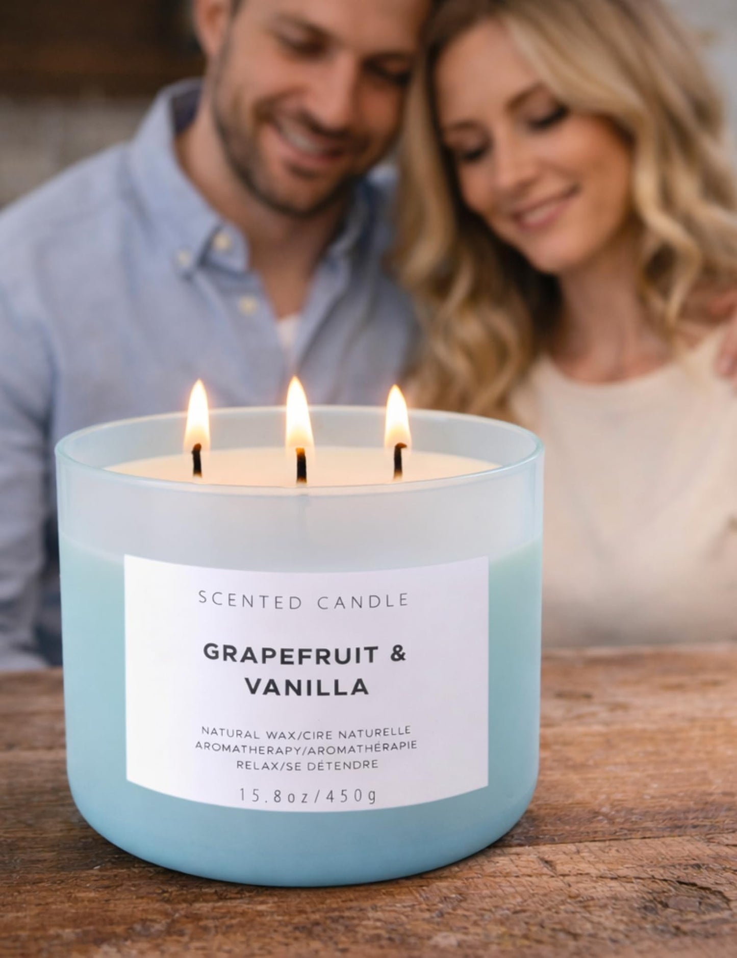 Grapefruit Vanilla 3-Wick Soy Candle | 15.8 oz Large Scented Candle for Home | Highly Scented Aromatherapy Candle for Women | Luxury Citrus Vanilla Candle Gift | Clean Burn Long Lasting