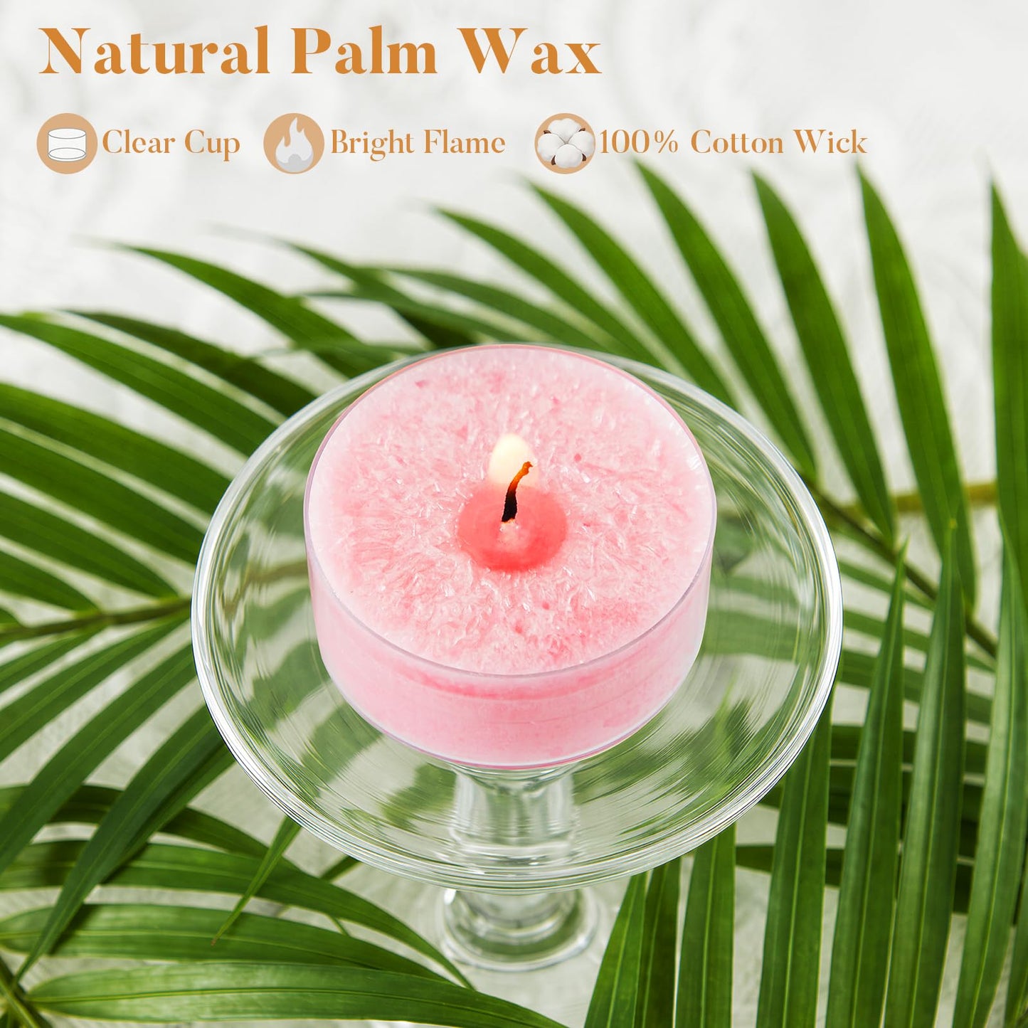 Ashlux Unscented Palm Tea Lights Candles, 16 Packs with Ice Flower Texture