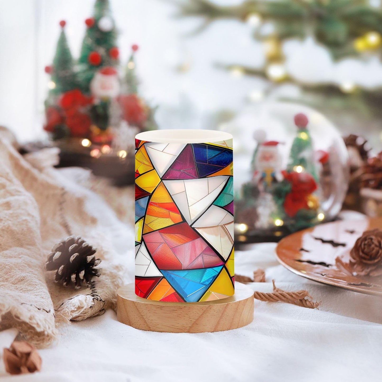 GUIJI Square Split Flameless Candles with Remote, Set of 2 Battery-Operated Pillar Candles for Home, Christmas, Party Decor