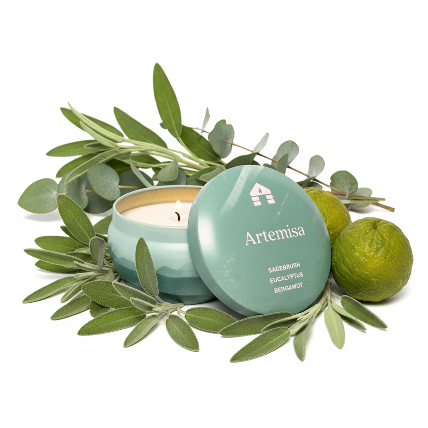 Bluecorn Aromática Scented Candle Tin, Sagebrush, Bergamont & Eucalyptus, Vegan Coconut Wax, Clean Burning & Long Lasting Candle, Room Decor, Gifts for Women and Men, Made in USA, 8 Oz