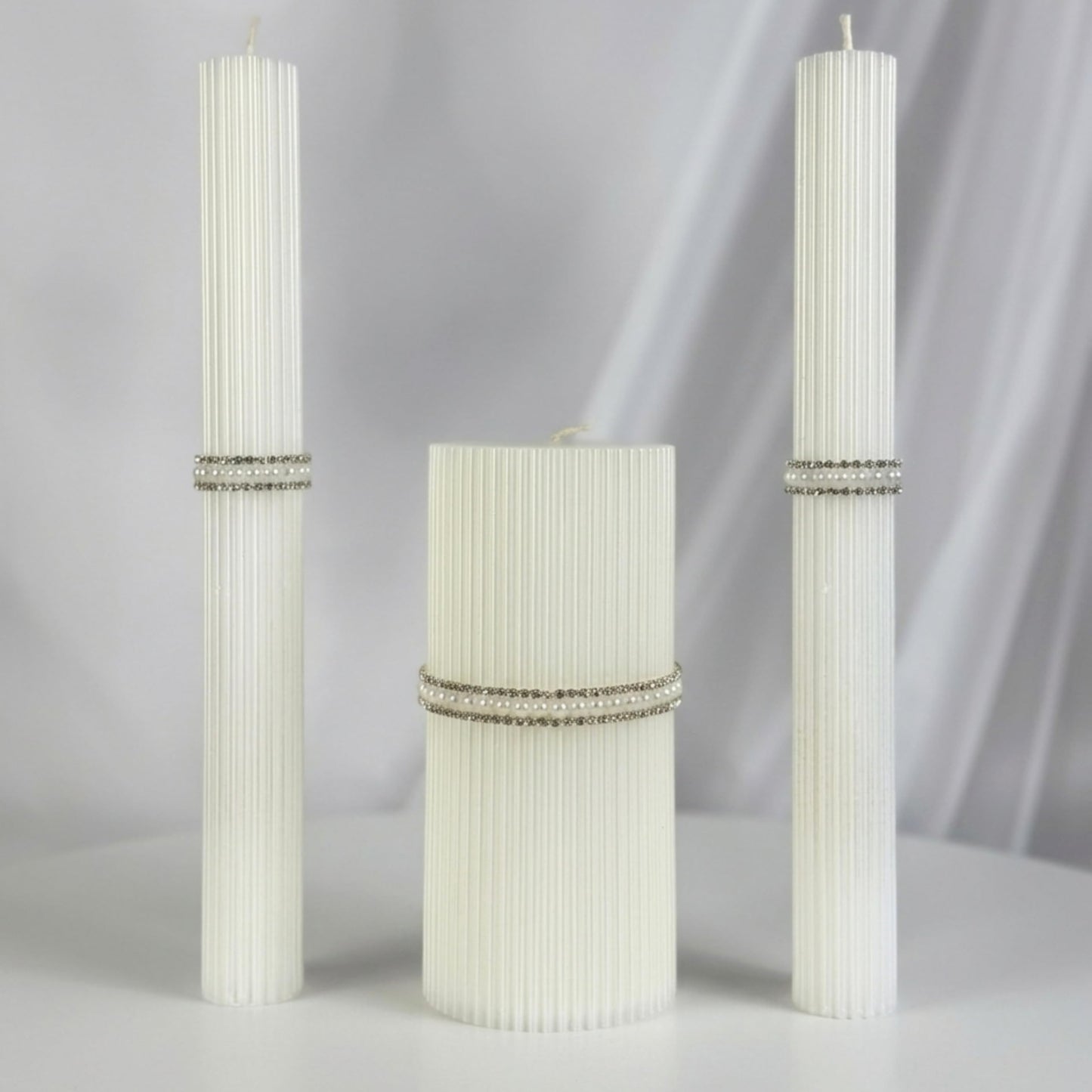 Magik Life Unity Candle Set - Wedding Ceremony & Reception – 6” Pillar & Two 10” Taper Candles – Long Burning Unity Candles for Marriage Ritual & Home Decor– Handmade in USA – King|White
