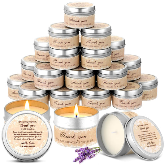 Lounsweer 24 Pcs Wedding Favors for Guests Lace Candles Gifts 1.2 oz Lavender Scented Appreciation Candles Gifts Wedding Shower Party Favor for Guests Thank You Anniversary Souvenirs Tealights Candle