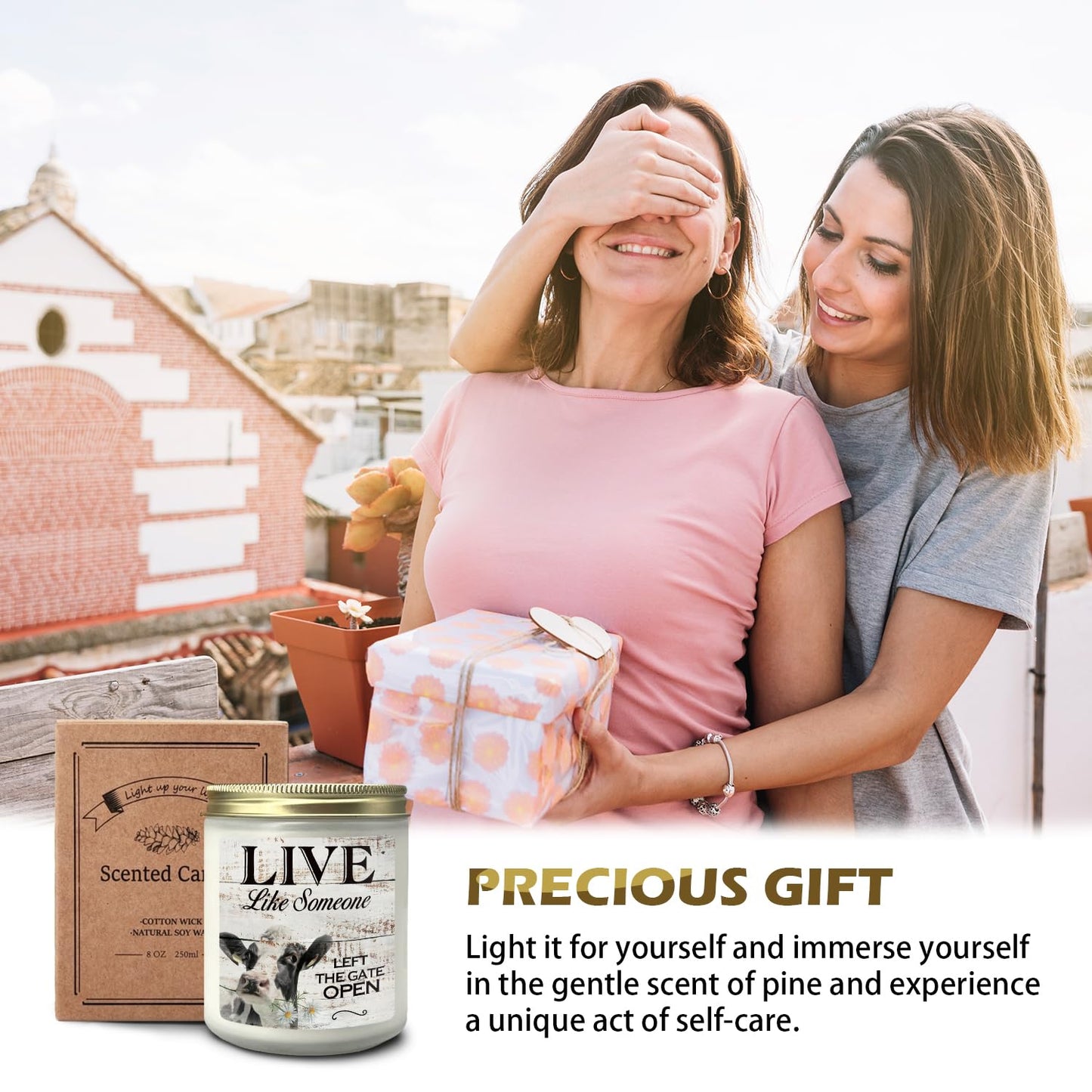 CIOJUNE Live Like Someone Left The Gate Open Cedar Scented Candles - Cow Candle, Cow Gifts for Women Cow Lovers, Cute Cow Gifts, Farmhouse Candles, Cow Stuff for Women