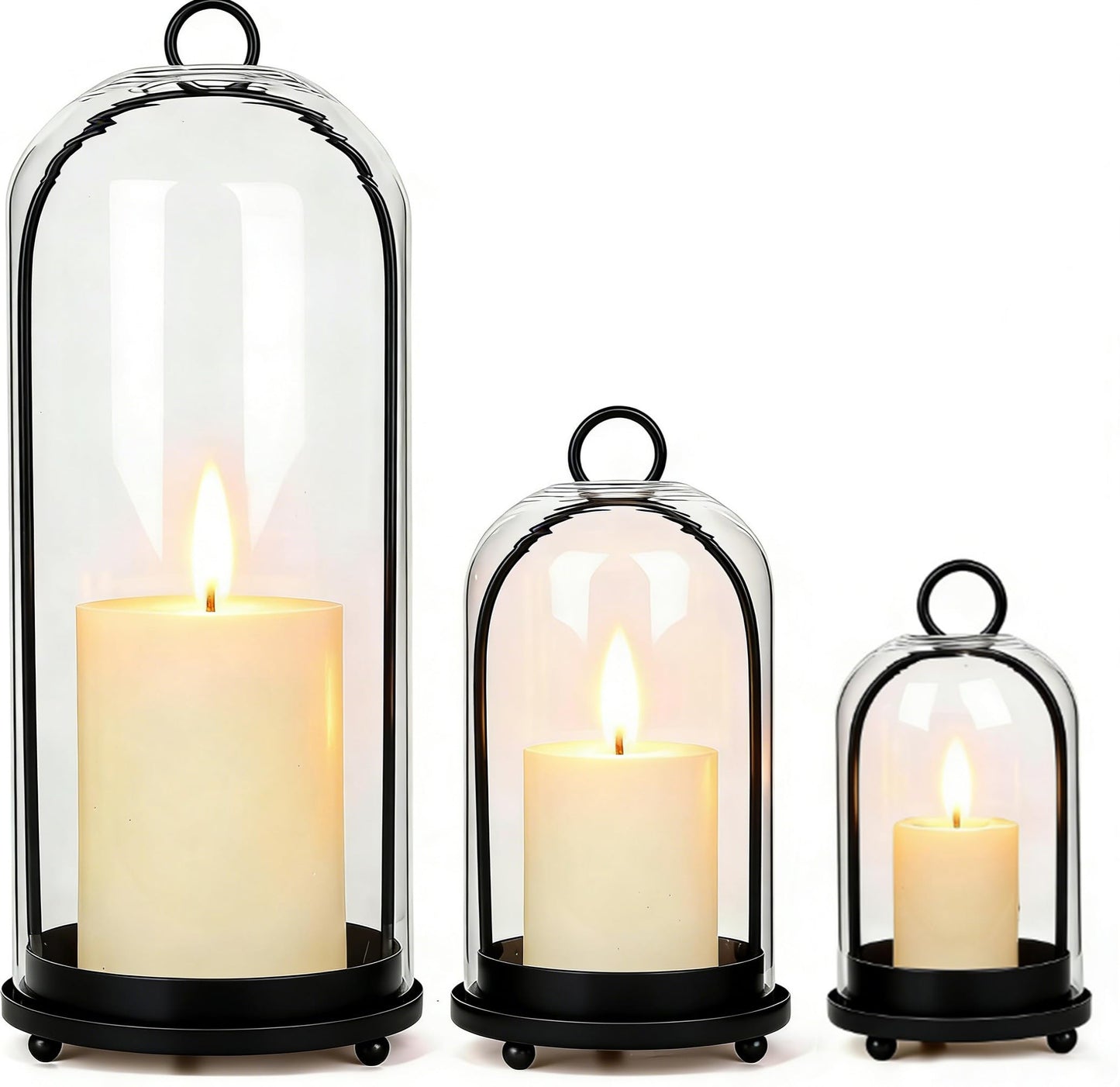 Glass Candle Holder Hurricane Candle Lantern Decorative Candle Fits Standard Tealight for Table Wedding Dinning Centerpieces Party Supplies Farmhouse Home Decor（NO Candles）