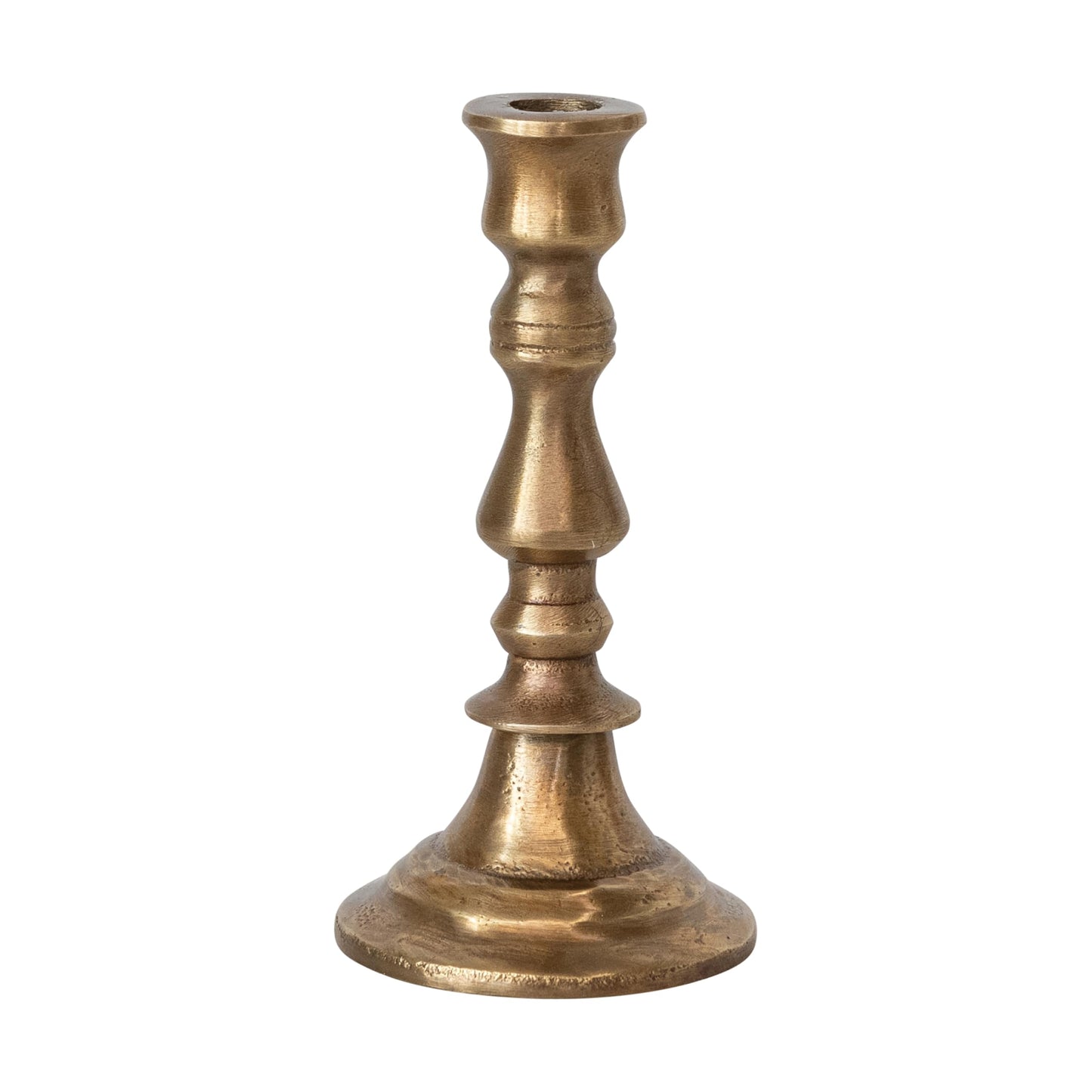Creative Co-Op Antique Cast Aluminum Taper Holder, Gold