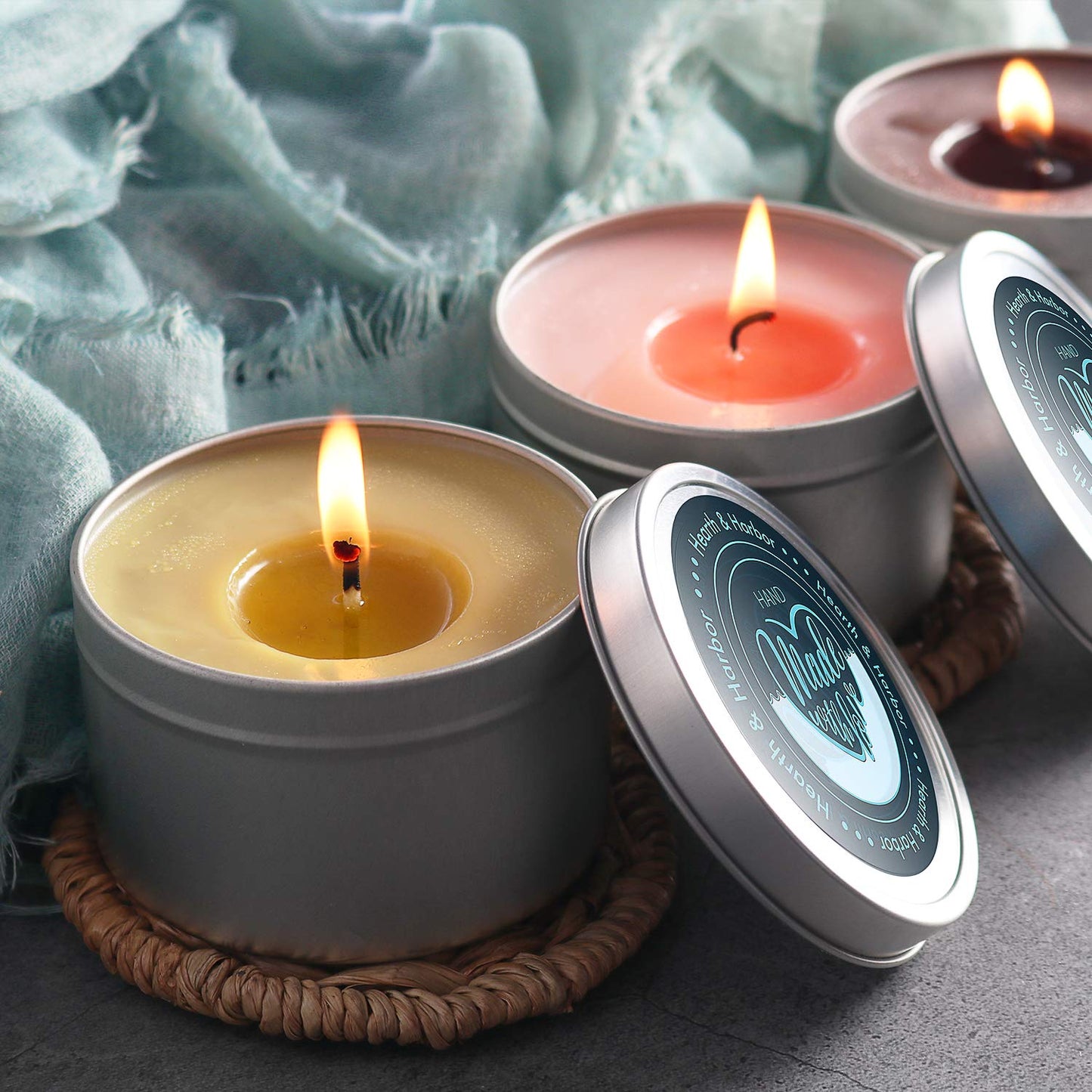 Hearth & Harbor Tin Candle Jars for Making Candles - DIY Candle Containers with Lids - Metal Candle Jars - Bulk Tins Storage for Candle (Stainless Steel, 8)