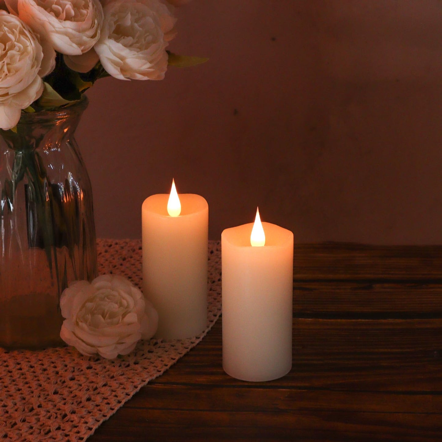 TECHLONG Flameless Candles Battery Operated with Remote Timer, 3D Moving Flame Flickering, Last 400+ Hours, 2" x 4" Ivory Real Wax Electric LED Candle for Christmas Home Wedding Decor, 2 Pack