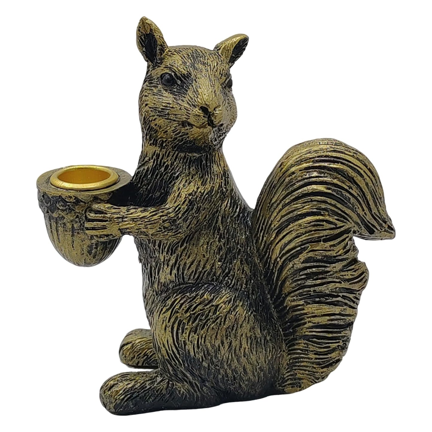 KISWIAR Cute Squirrel Candle Holder, Resin Squirrel Statue, Animal Desktop Candle Holder Figurine Home Decor for Fireplace Bookshelf Garden