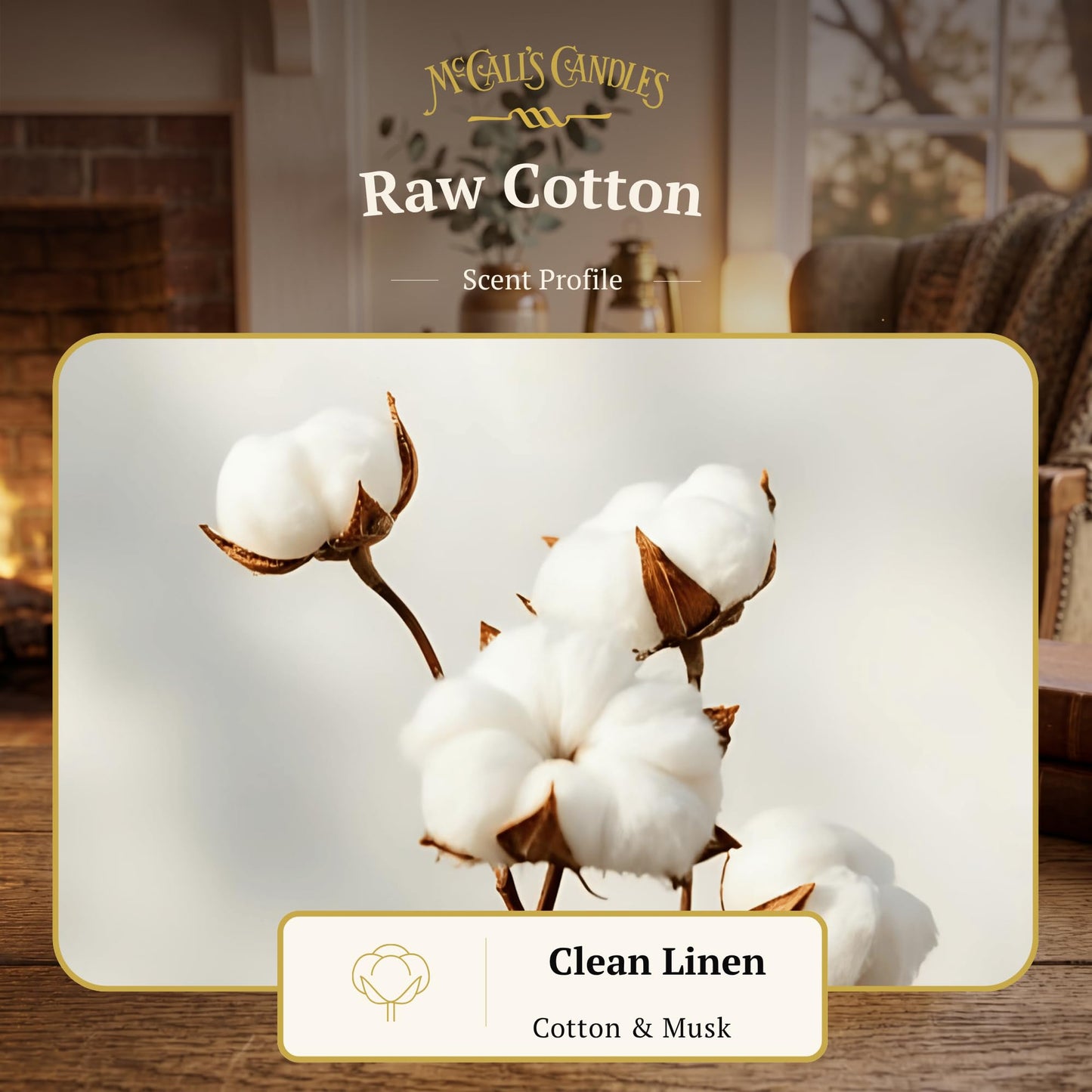 McCall’s Candles | Raw Cotton | 16 oz Two-Wick Scented Candle | USA-Poured | Vintage Mason Jar with Carrying Handle | Clean Linen, Birchwood & Lily Fragrance