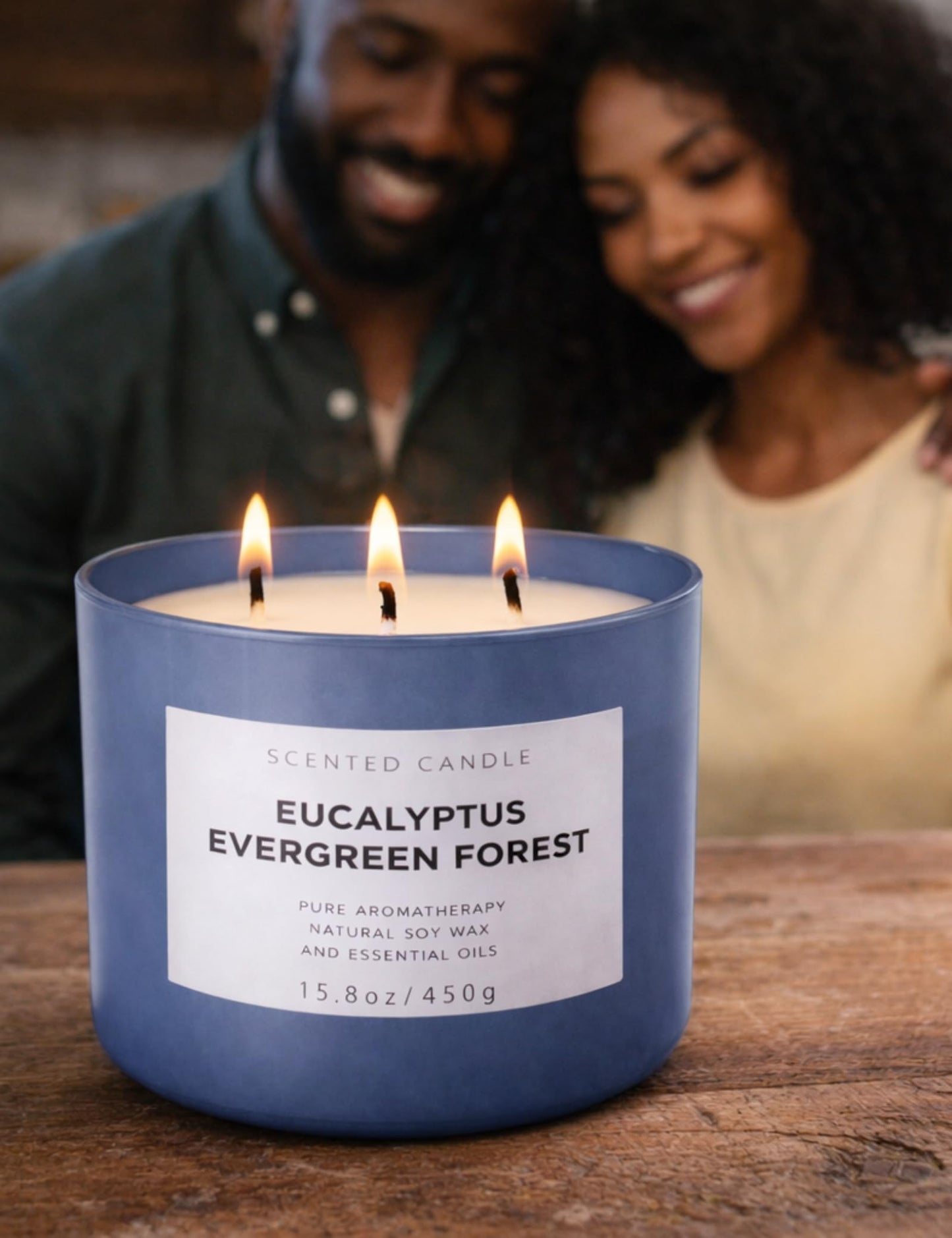 Eucalyptus Evergreen Forest 3-Wick Soy Candle | 15.8 oz Large Scented Candle for Home | Clean Burn Long Lasting | Balsam Fir Fresh Forest Scent | Gift Ready