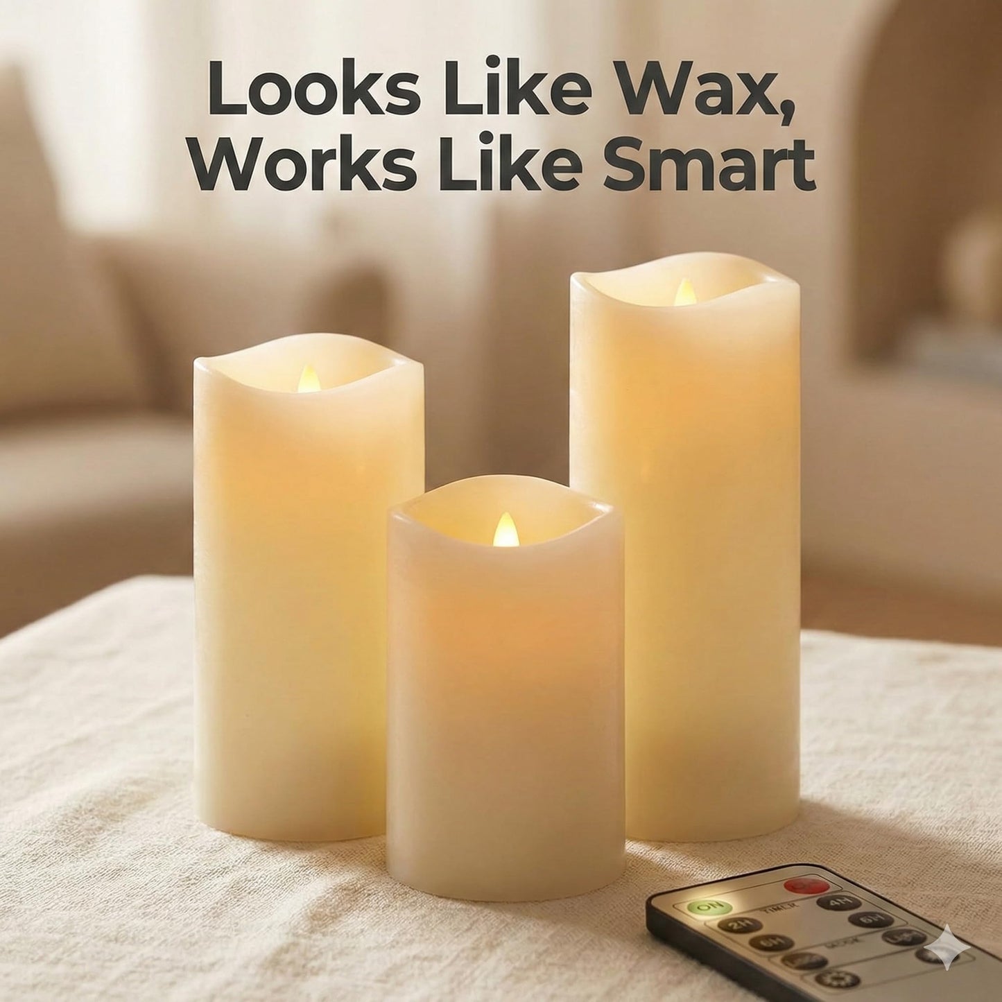 Set of 24 Slim Outdoor LED Candles, Battery Operated Flickering Fake Candles with 10-Key Timers for Patio & Porch Decor, 2.2 Inch Diameter Waterproof Resin Pillars for Large Events & Sconces (White)