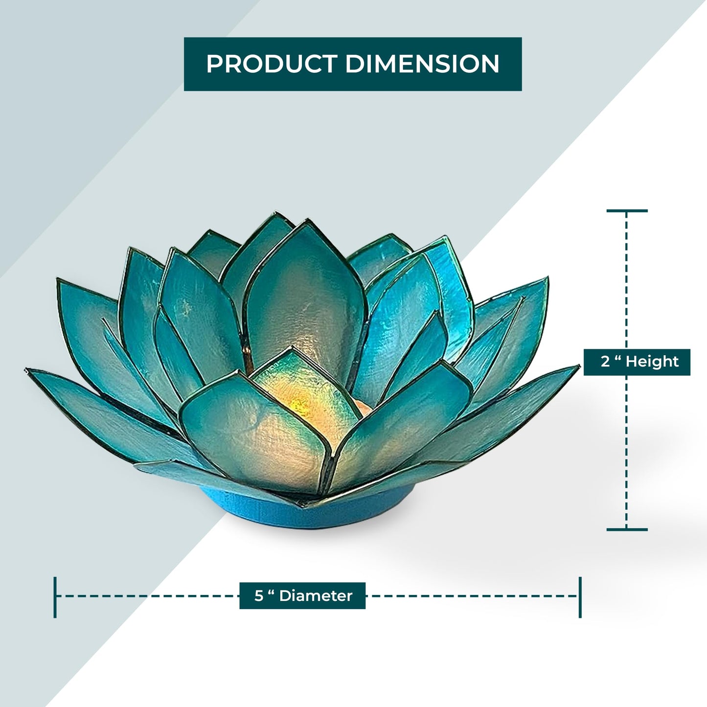 Om Gallery Capiz Shell Lotus Flower Decor Tealight Candle Holder for Serene Ambiance -Decorative Candle Holders for Meditation, and Relaxation, Cool Water