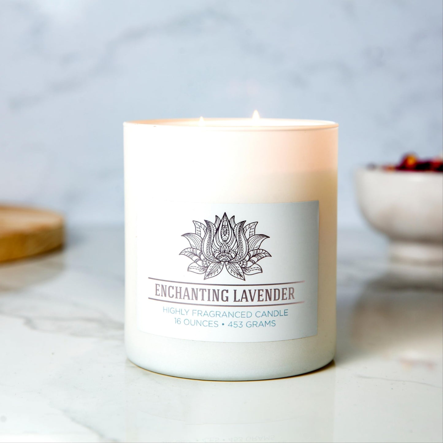 Carolina Enchanting Lavender Scented Candle, 16 oz Wellness Relaxing Aromatherapy Candle, 2 Wick White Jar Soy Blend Wax, Candles for Home, 60H Burn - Made in The USA