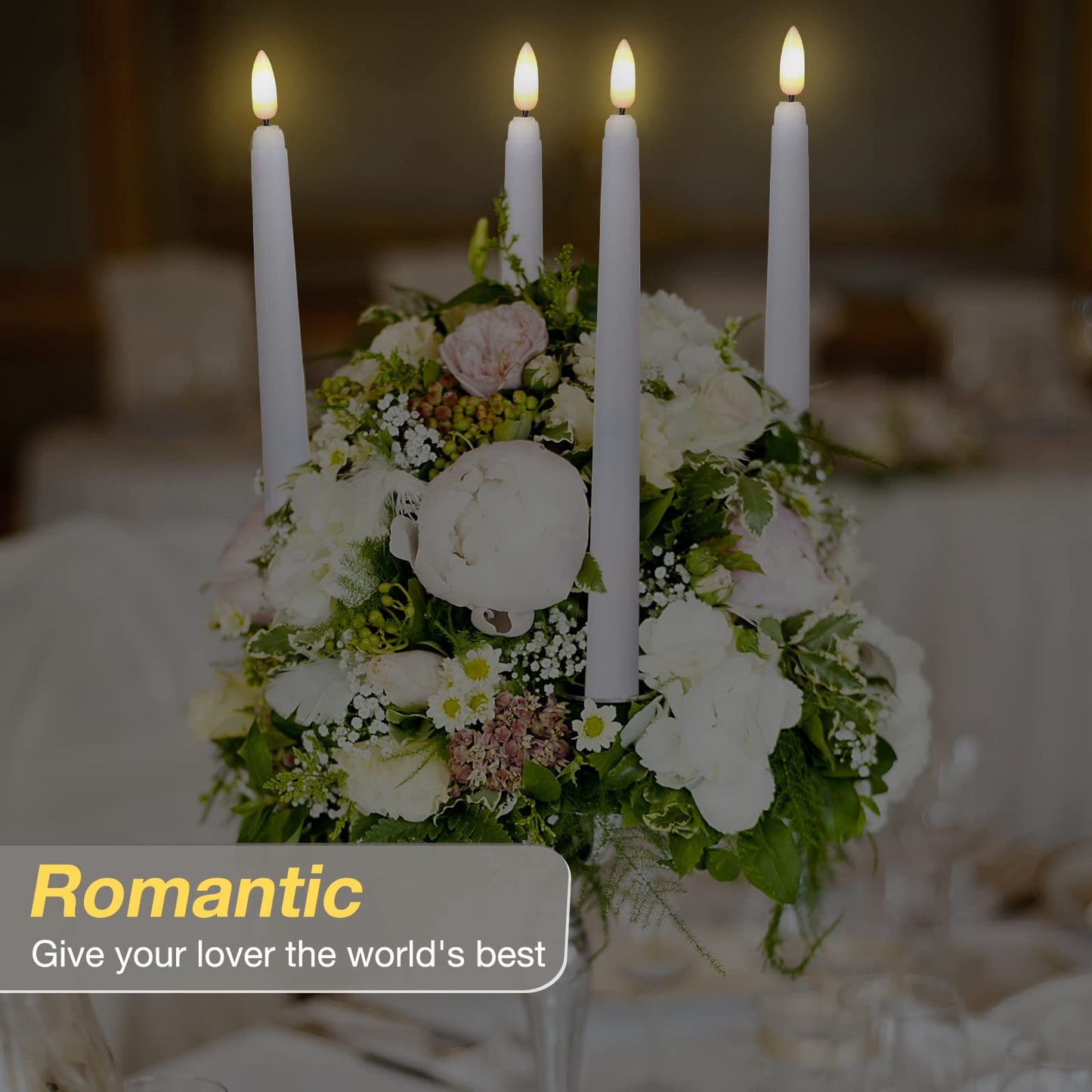 Tuanse 20 Pcs Flickering Flameless Taper Candles Bulk LED Battery Operated Realistic Flame Effect with Remote & Timer Safe No Fire Wax Drip Candles for Wedding Church Home Decor (10.83",White)